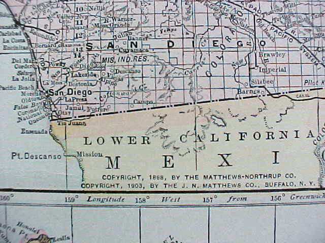Antique Map California Nevada Alaska Hawaii 1906 Large