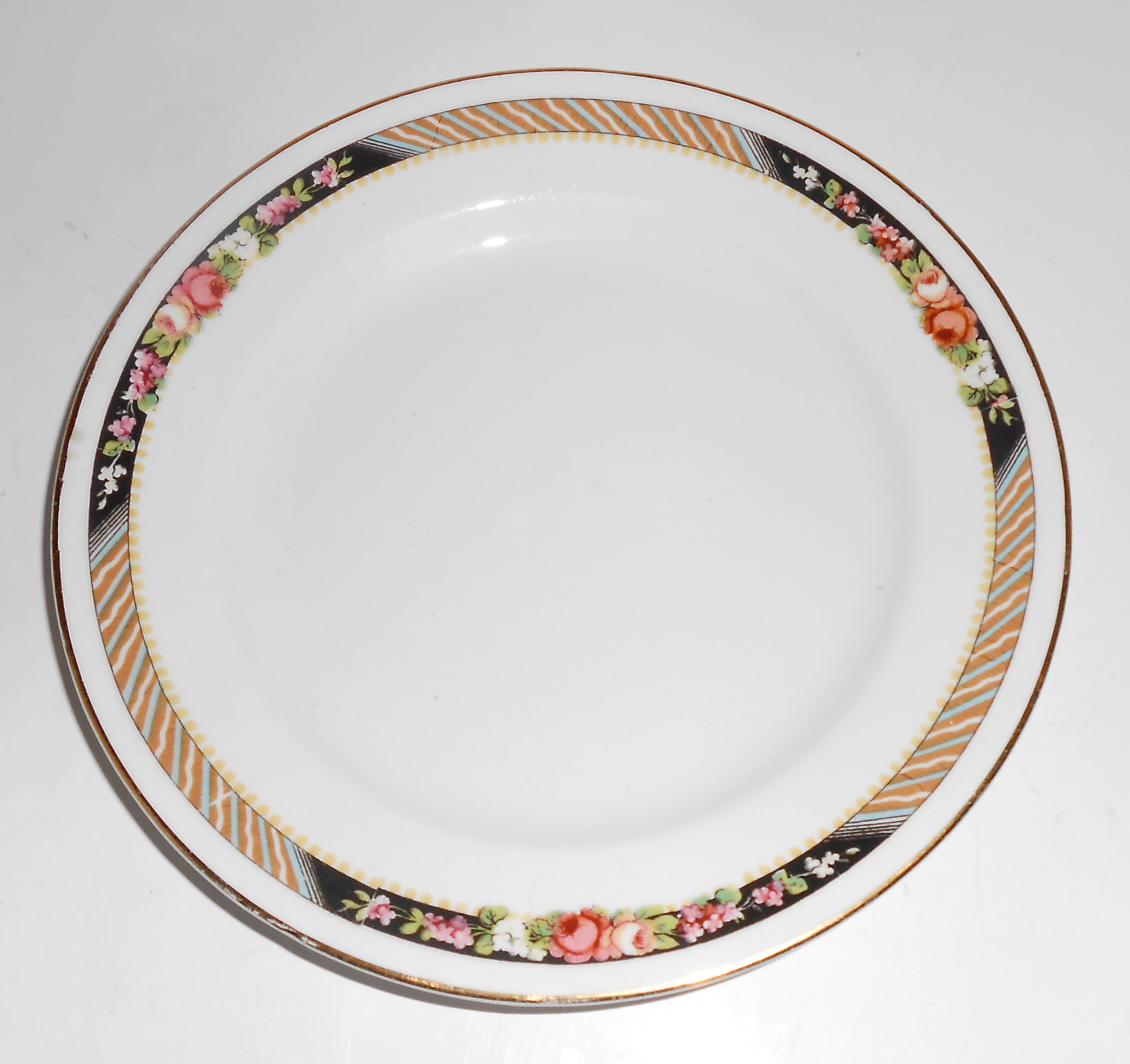 Carrolton China Floral w/Stripes Bread Plate!
