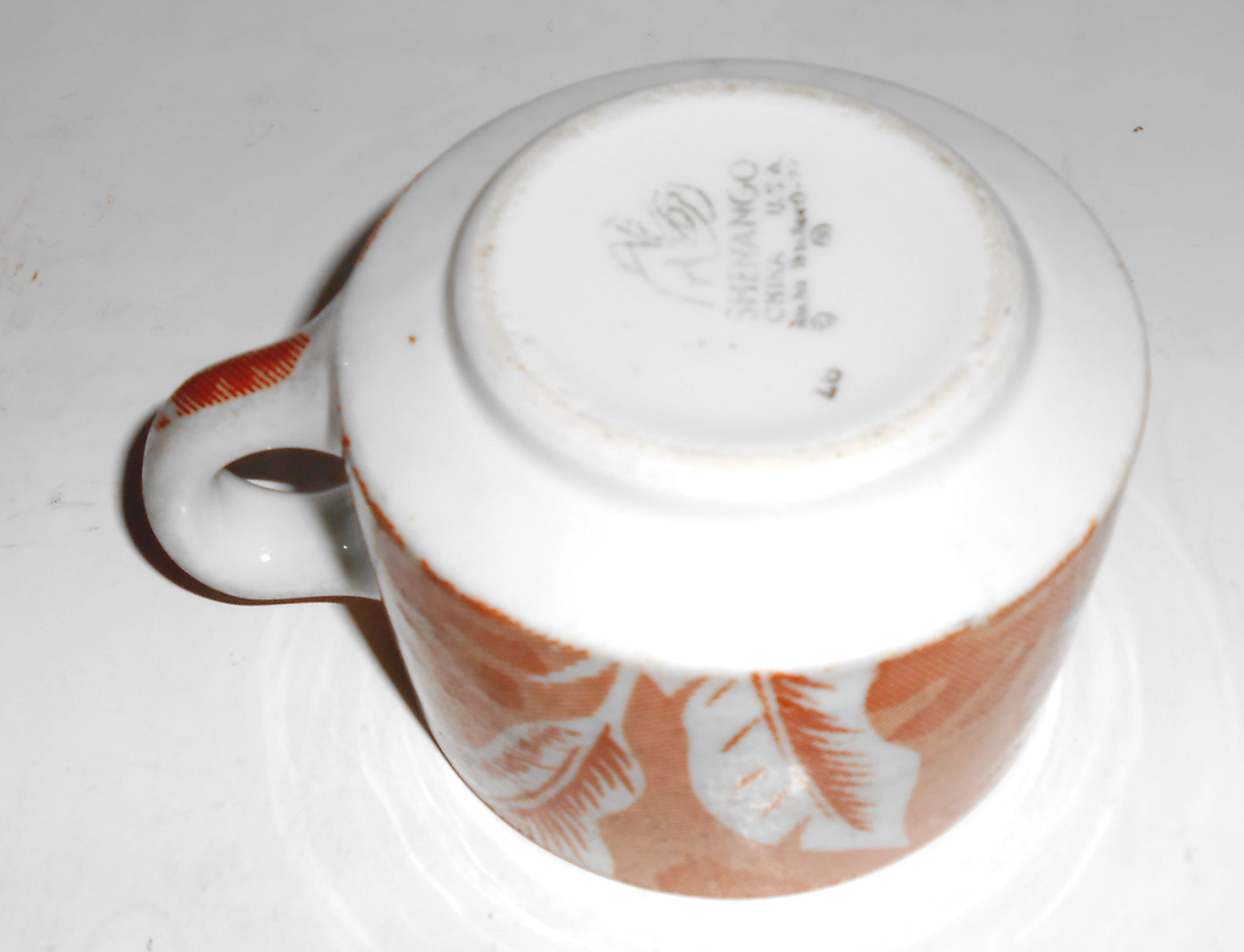 Shenango China Pottery Brown Palm Leaf Coffee Cup!