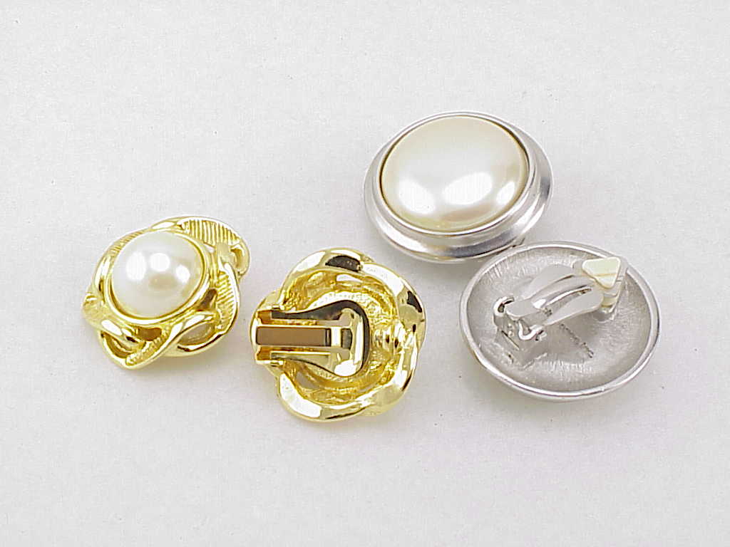Liz Claiborne Faux Pearl Clip Earrings - Gold Tone, Silver Tone