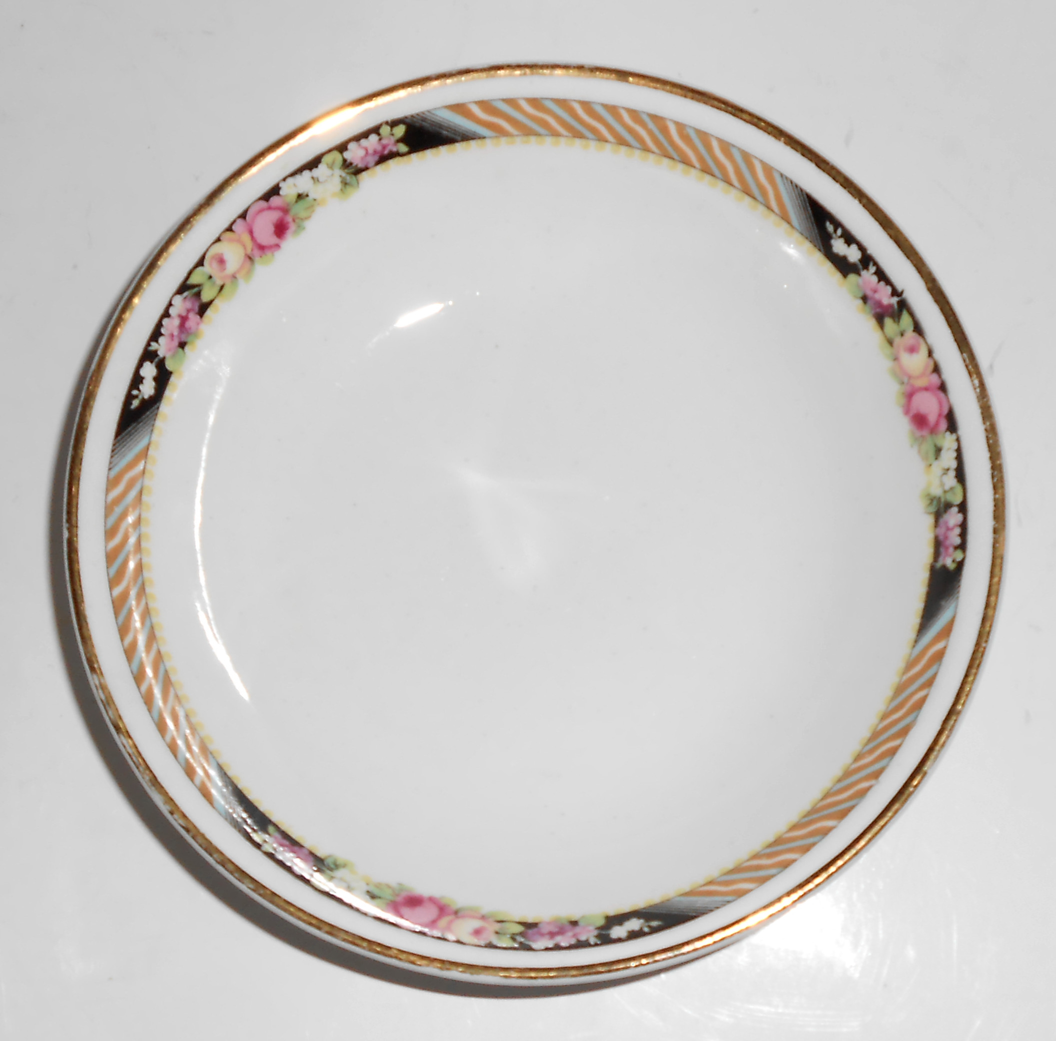 Carrolton China Floral w/Stripes Fruit Bowl!