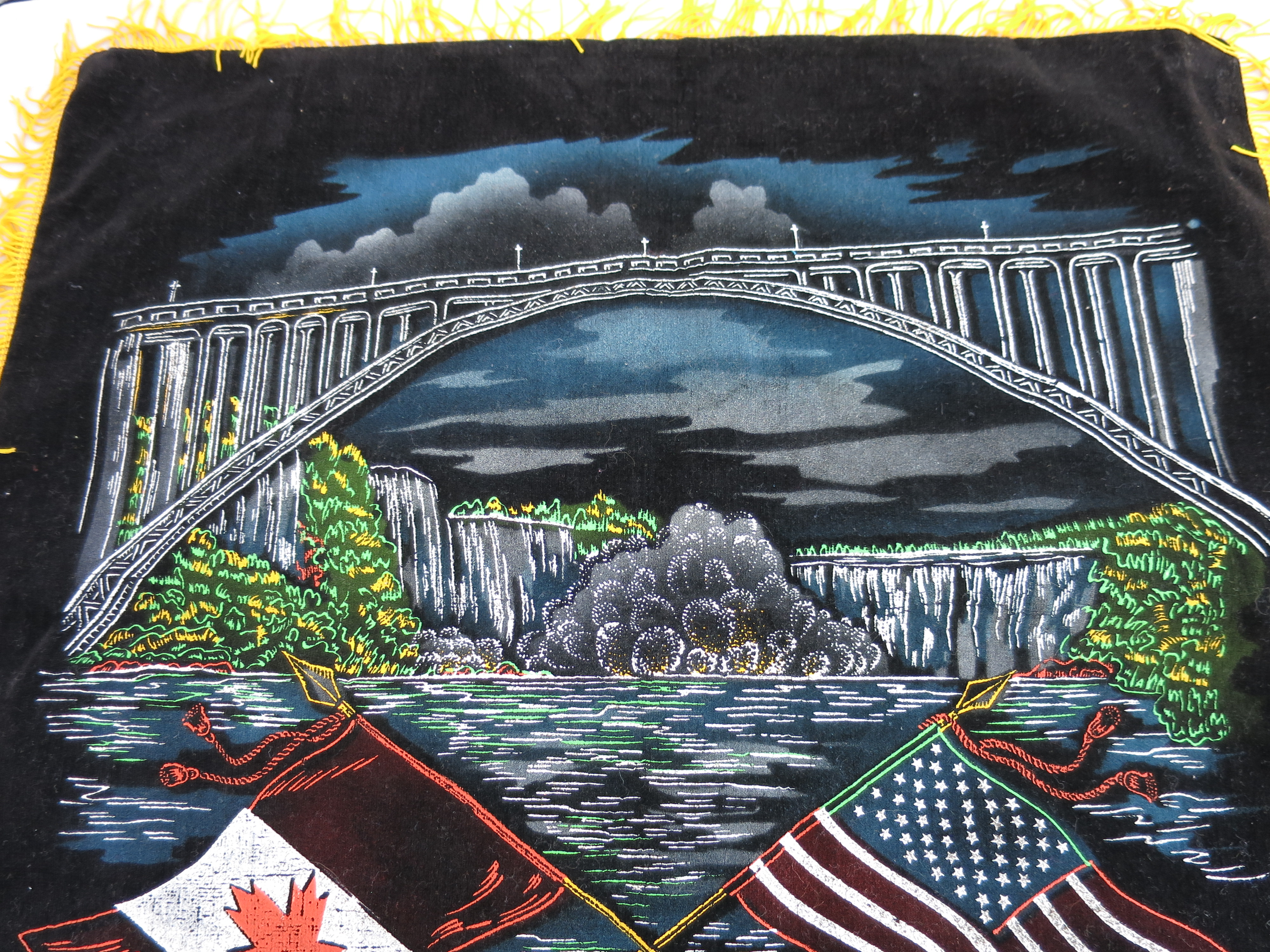 Niagara Falls Canada Pillow cover with USA Flag