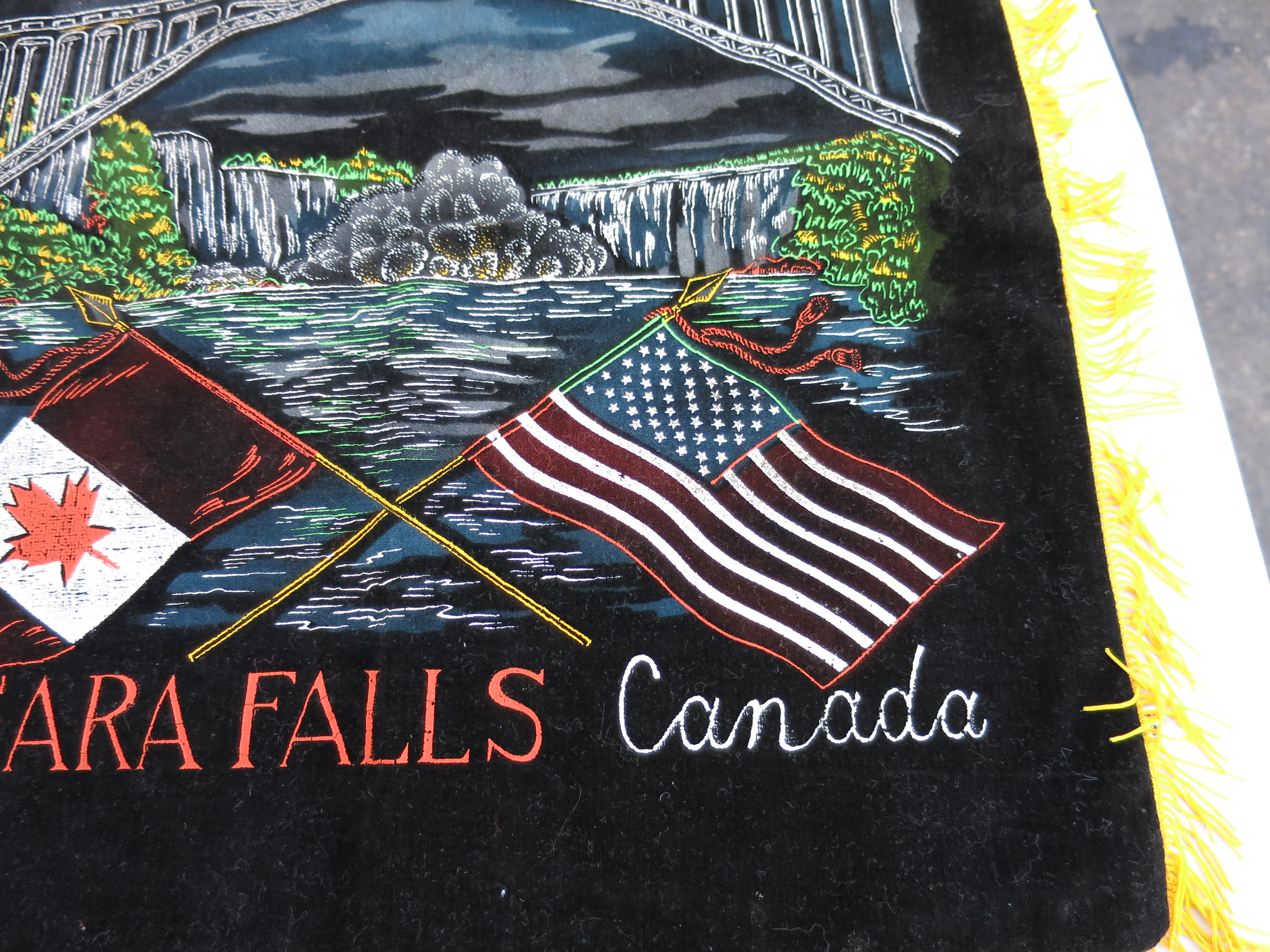 Niagara Falls Canada Pillow cover with USA Flag