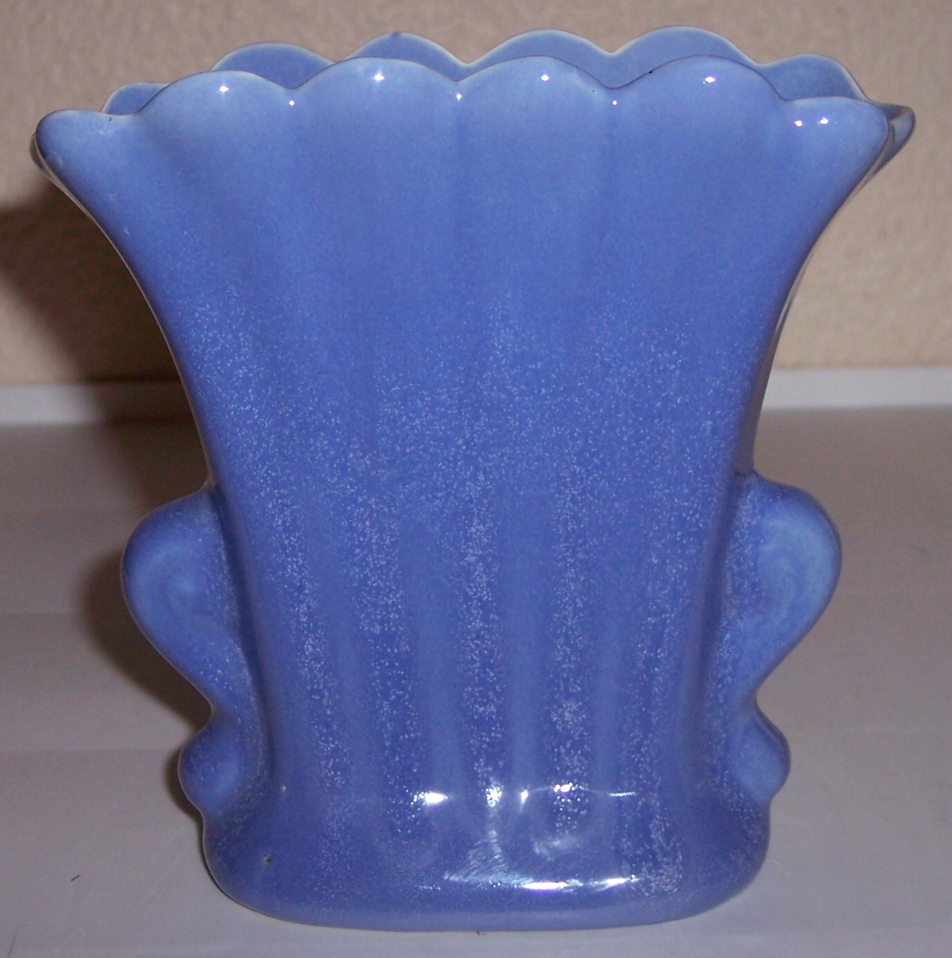 Boys Town Pottery Blue Drip Fluted Art Vase!