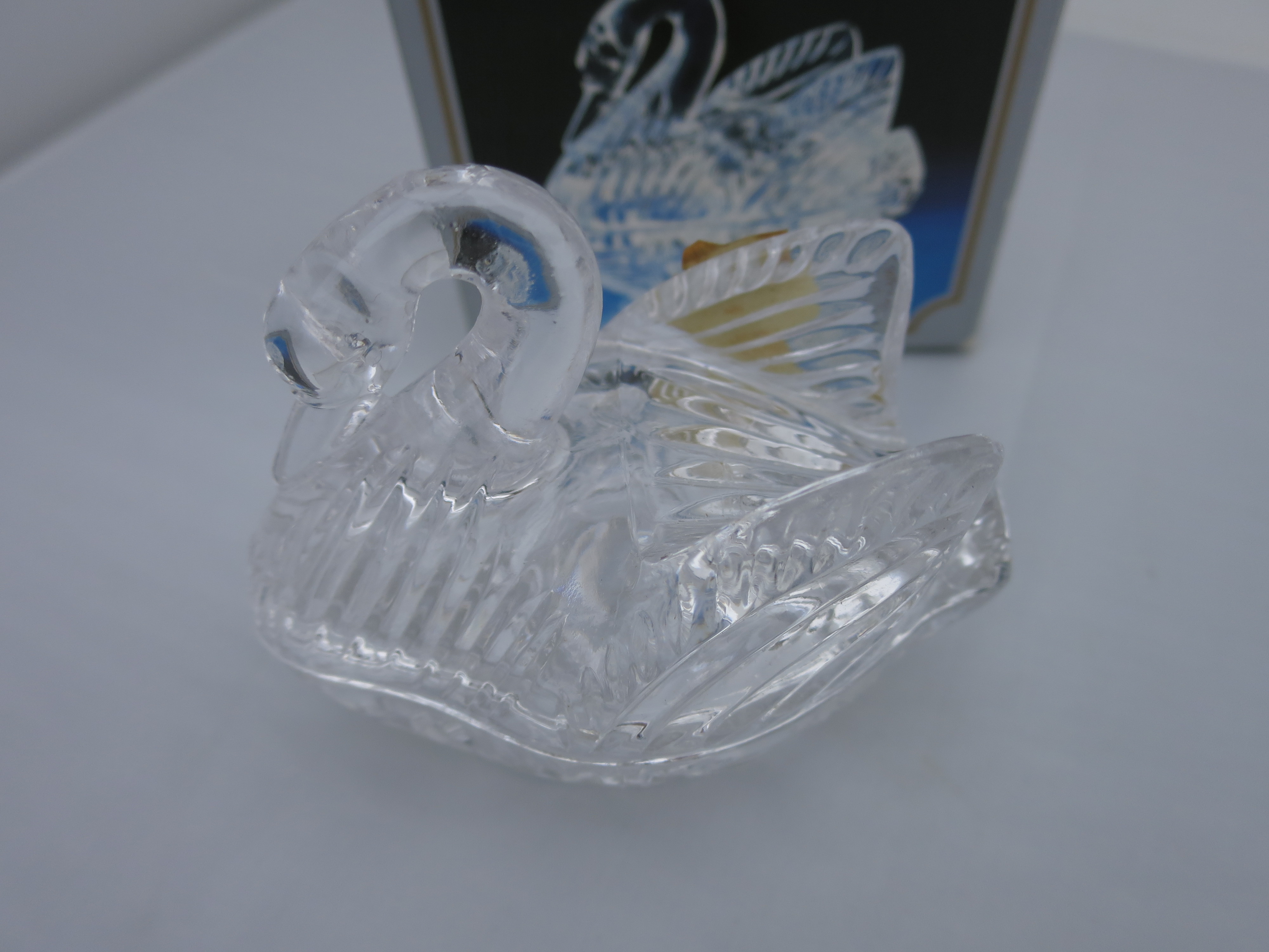 Bavarian Lead Crystal Swan Trinket Dish Anna Hutte