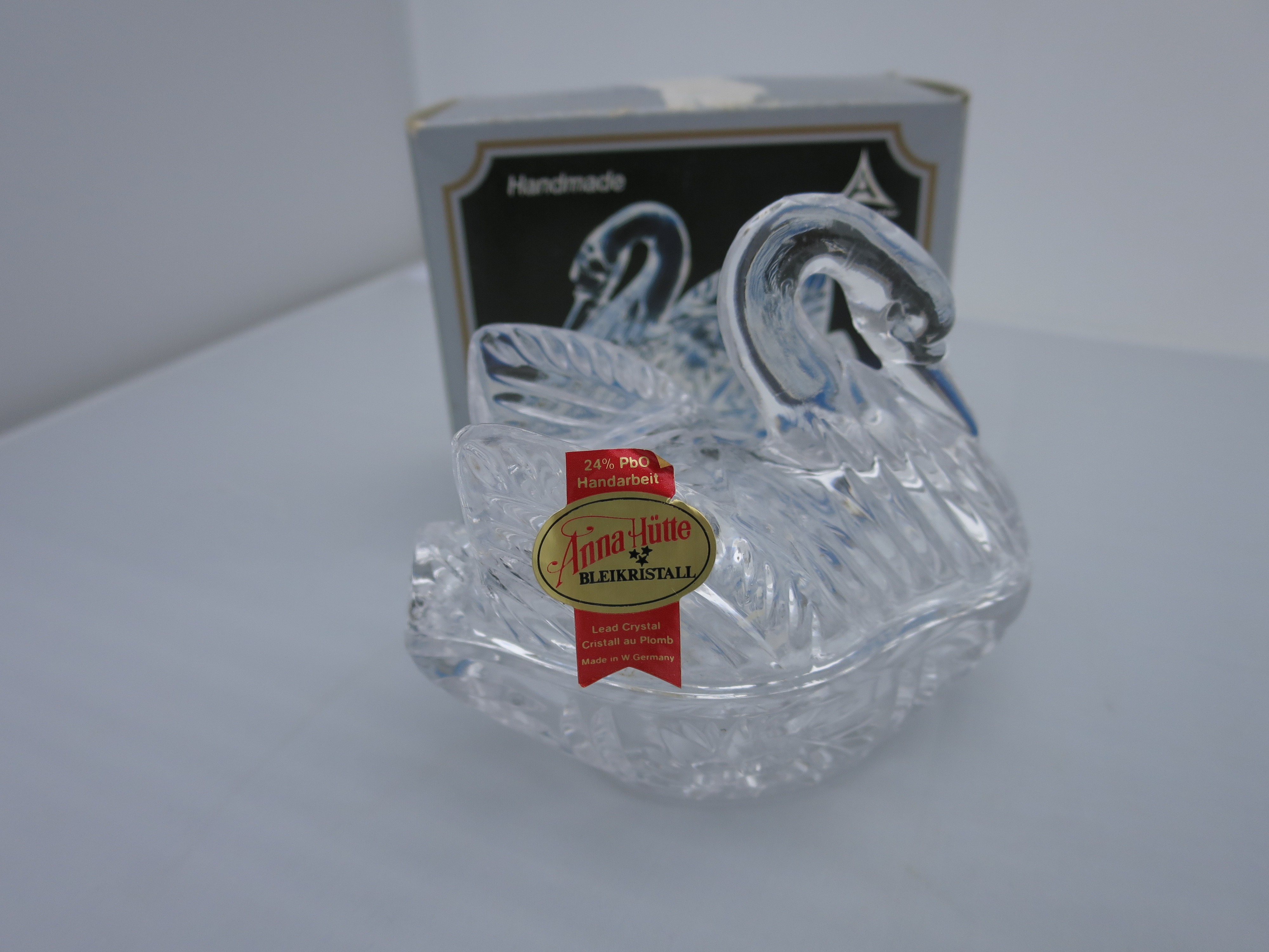 Bavarian Lead Crystal Swan Trinket Dish Anna Hutte