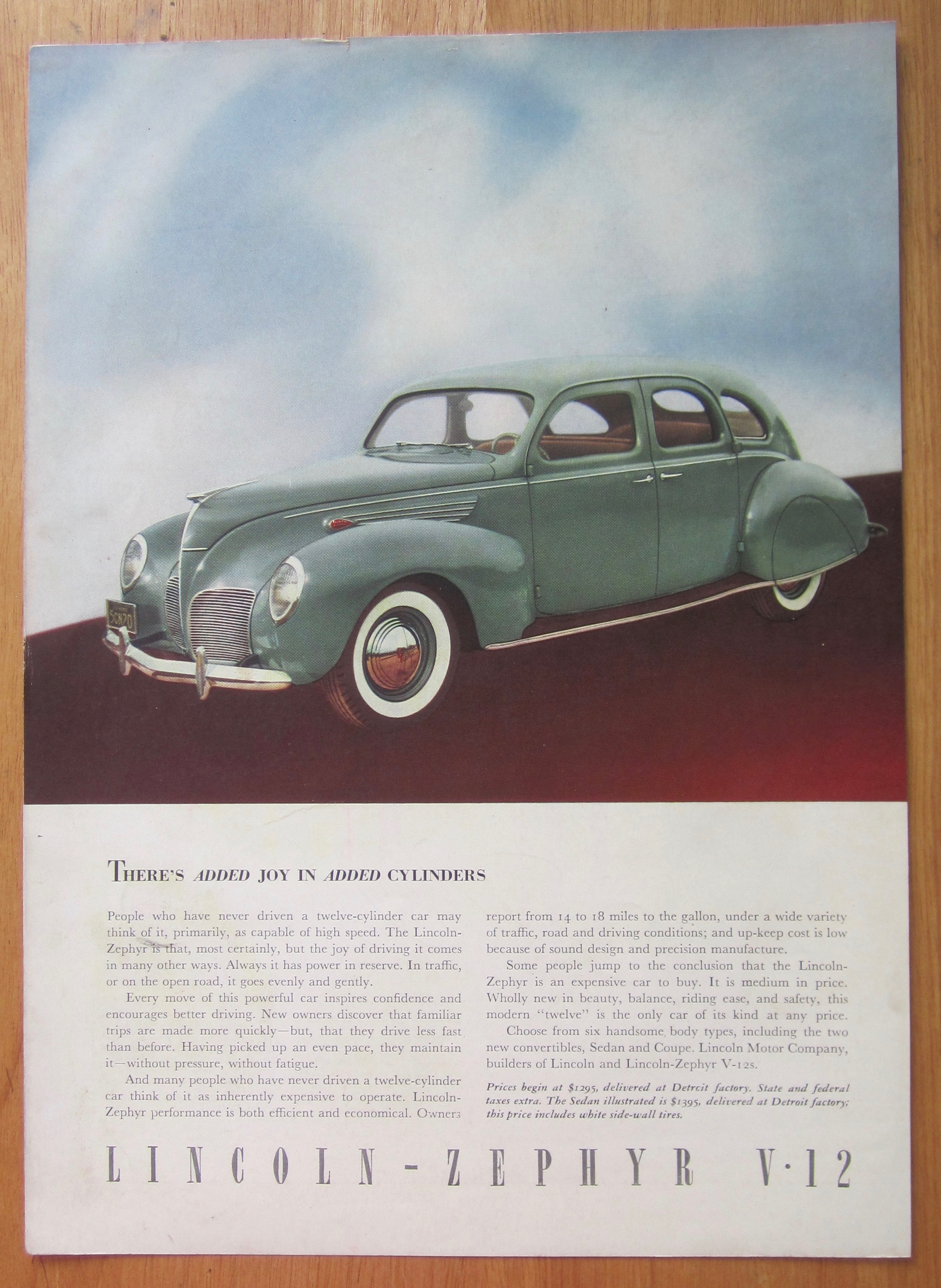 1938 Lincoln Zephyr V-12 with Green Zephyr