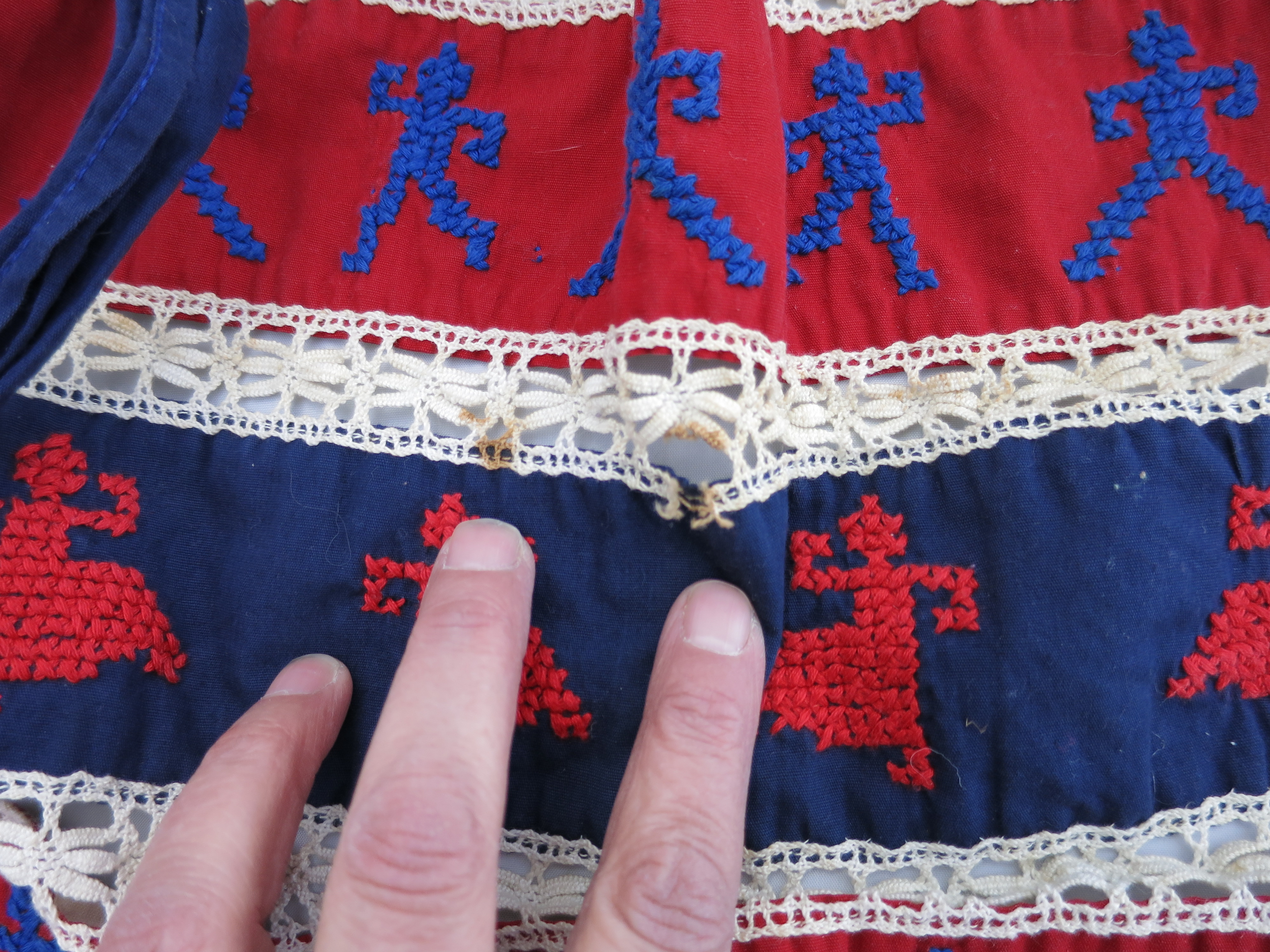 Centennial Apron Cotton Linen Cross Stitch and Lace