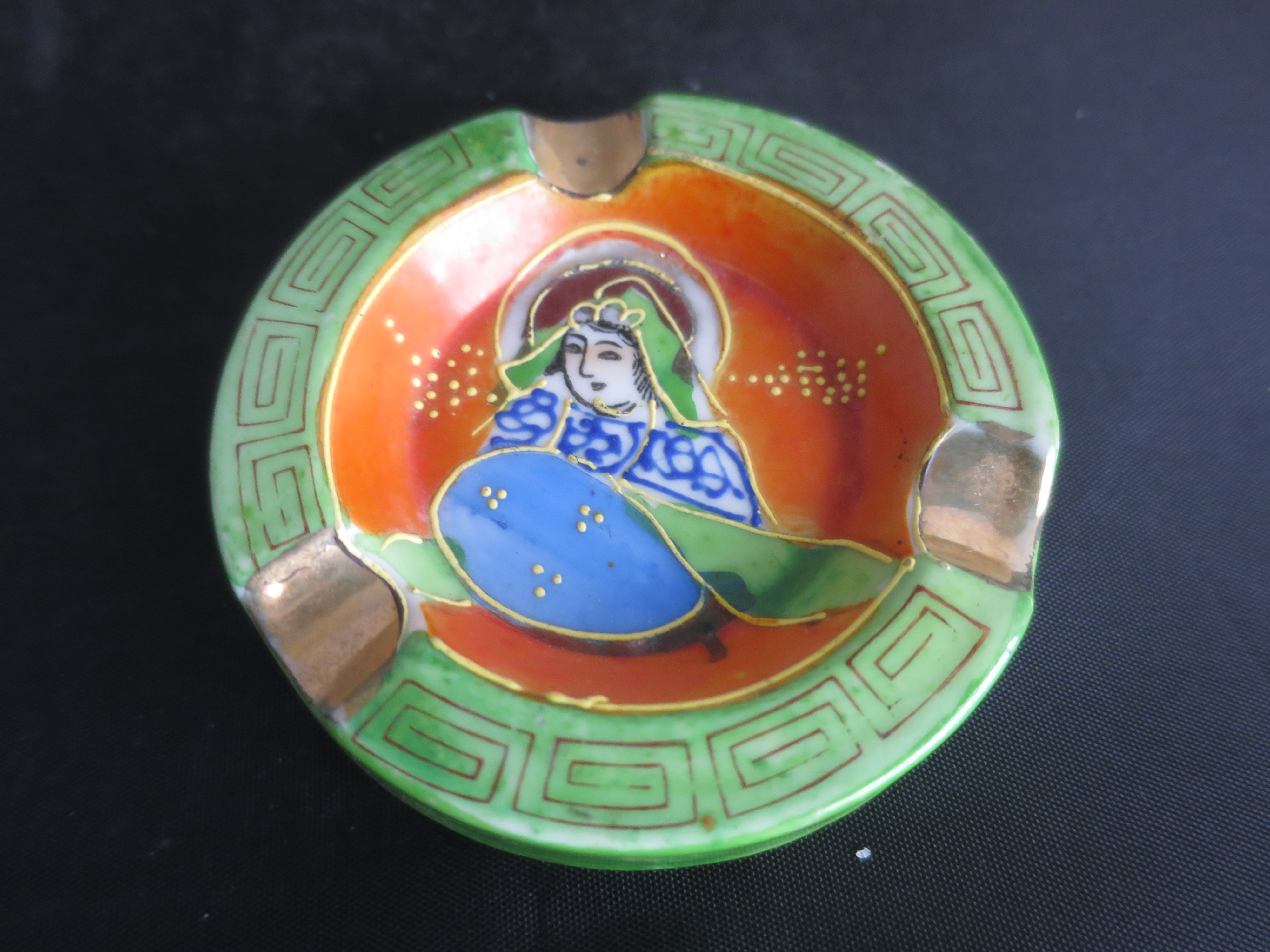 Made in Japan Hand Painted Geisha Girl Ashtray Moriage