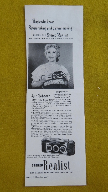 1950 Stereo Realist With Beautiful Star Ann Sothern