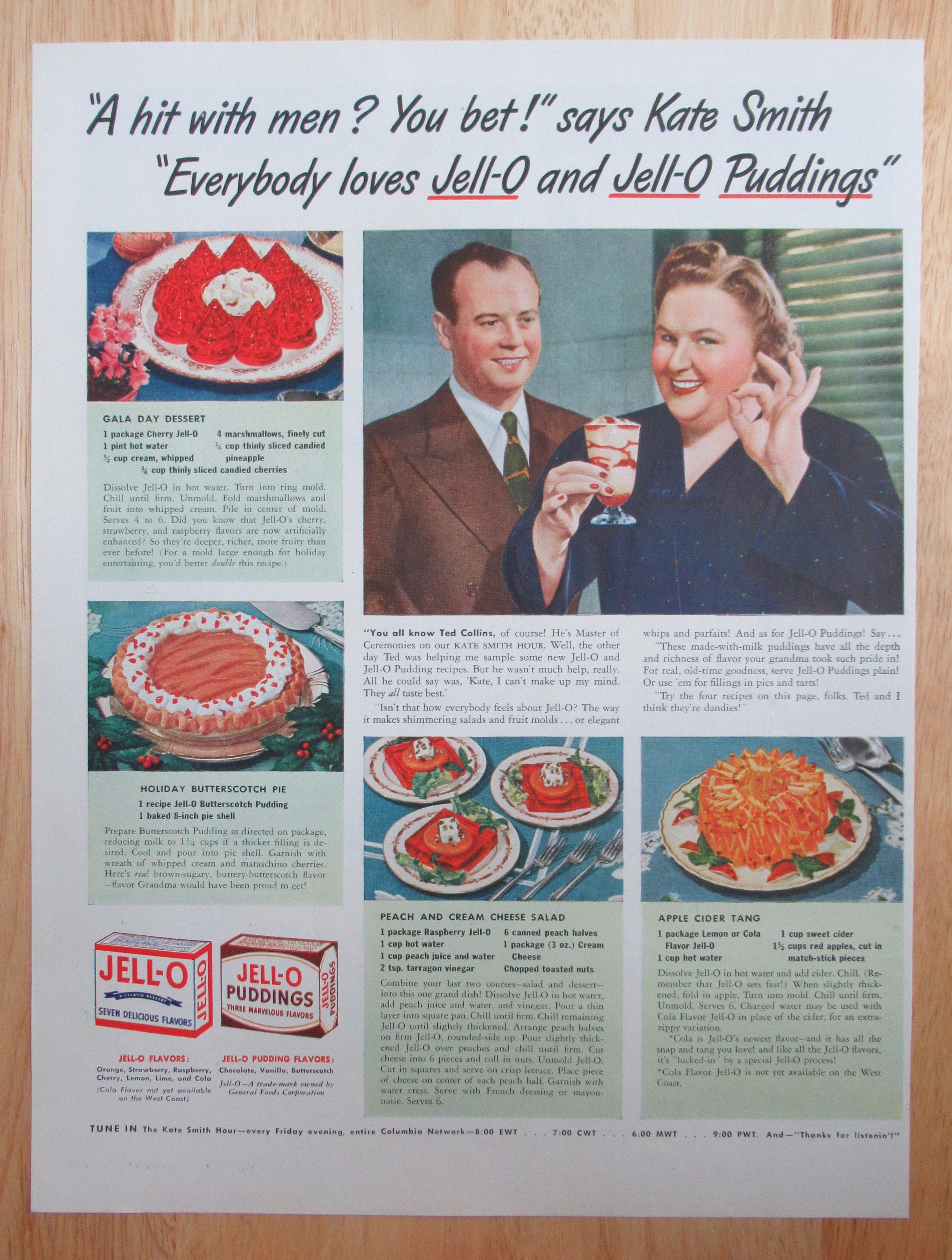 1942 Jell-O & Jell-O Pudding with Kate Smith