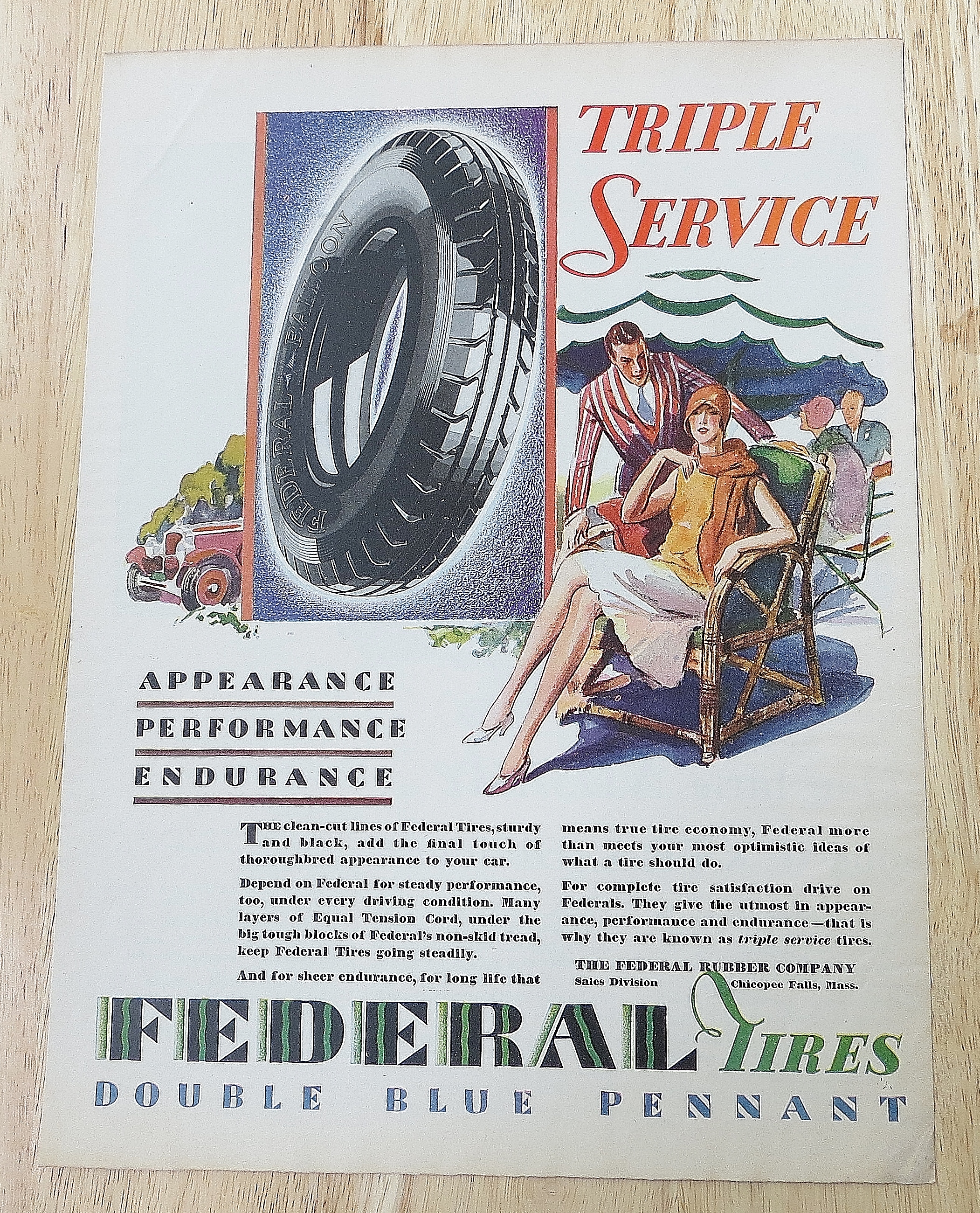 1929 Federal Tires With Woman In Chair