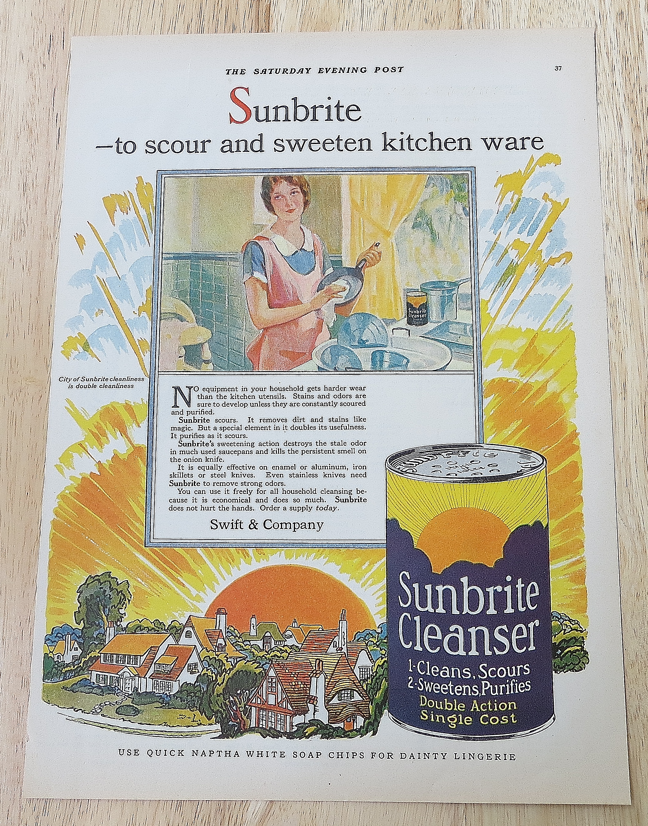 1928 Sunbrite Cleanser With Woman Doing Dishes