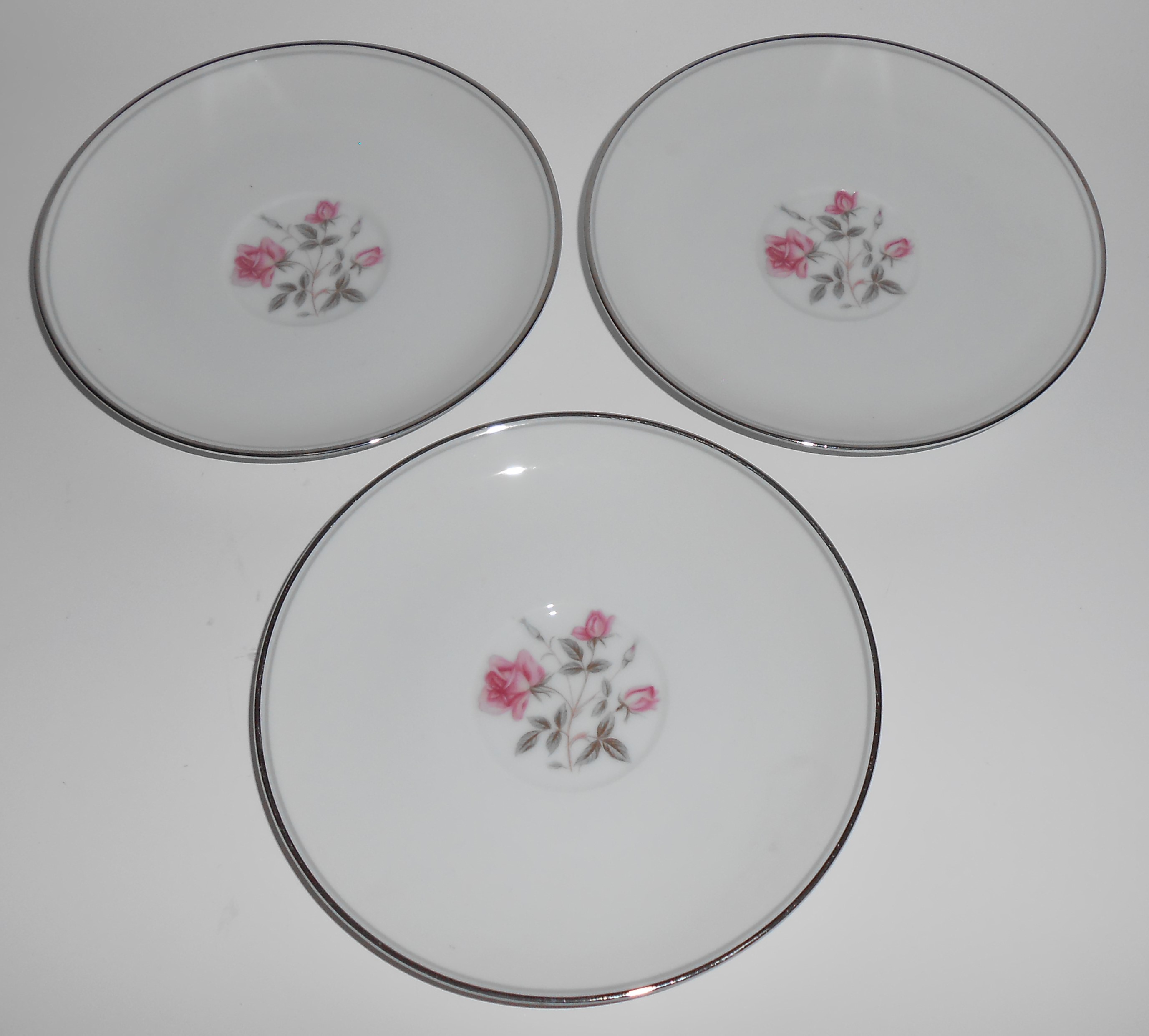 Noritake Porcelain China 5516 Pink Roses Platinum Set/3
