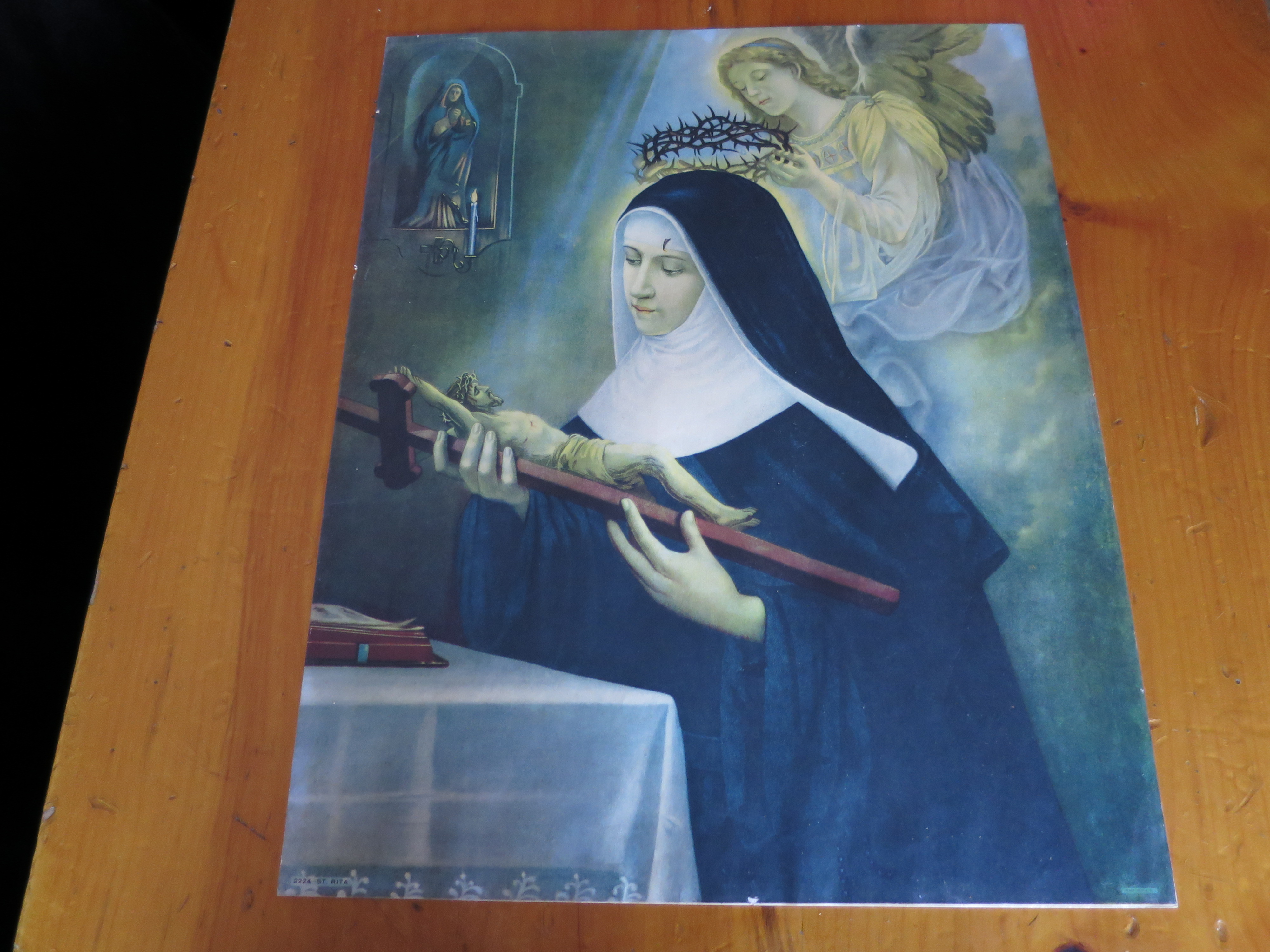 Saint Rite of Cascia  Patroness of abused wives Litho