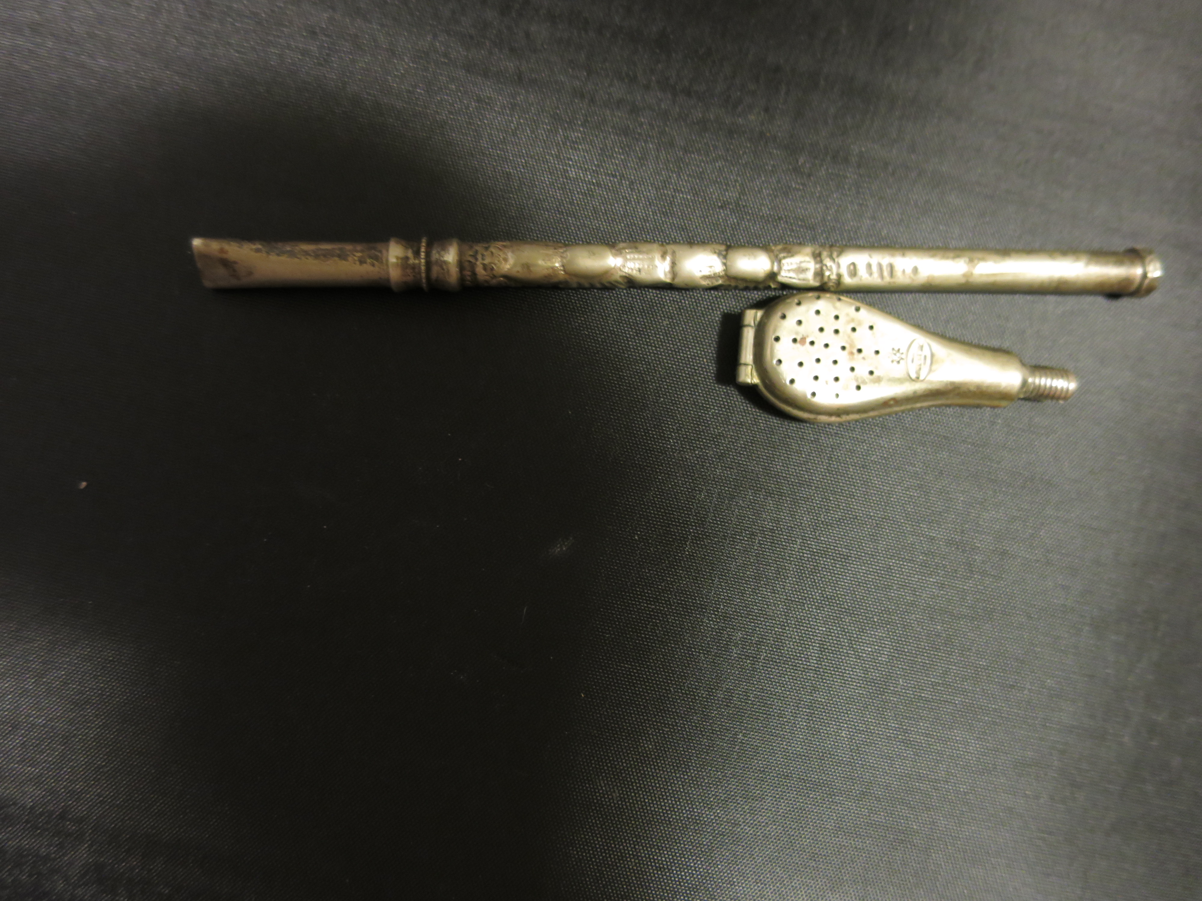 Antique Silver Alpaca Argentina Tea Drinking Straw
