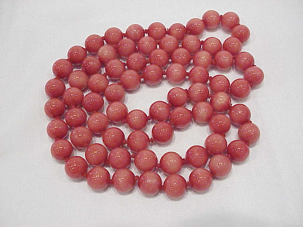 Red Quartz, Coral Or Jade Bead Necklace