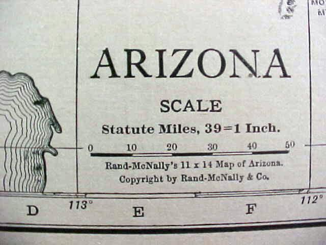 Antique Map Arizona Nevada 1912