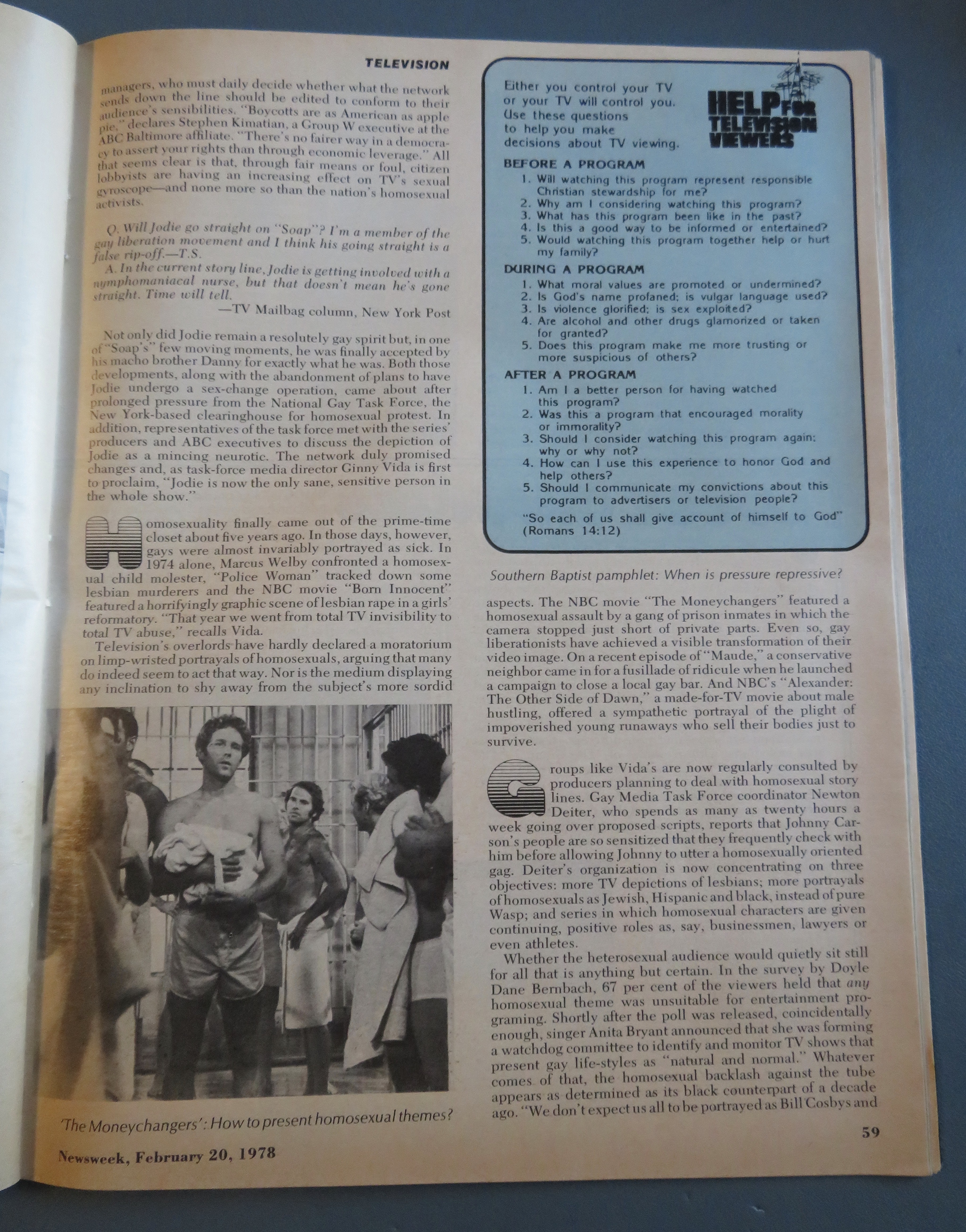 Newsweek Magazine February 20, 1978 Sex And Television