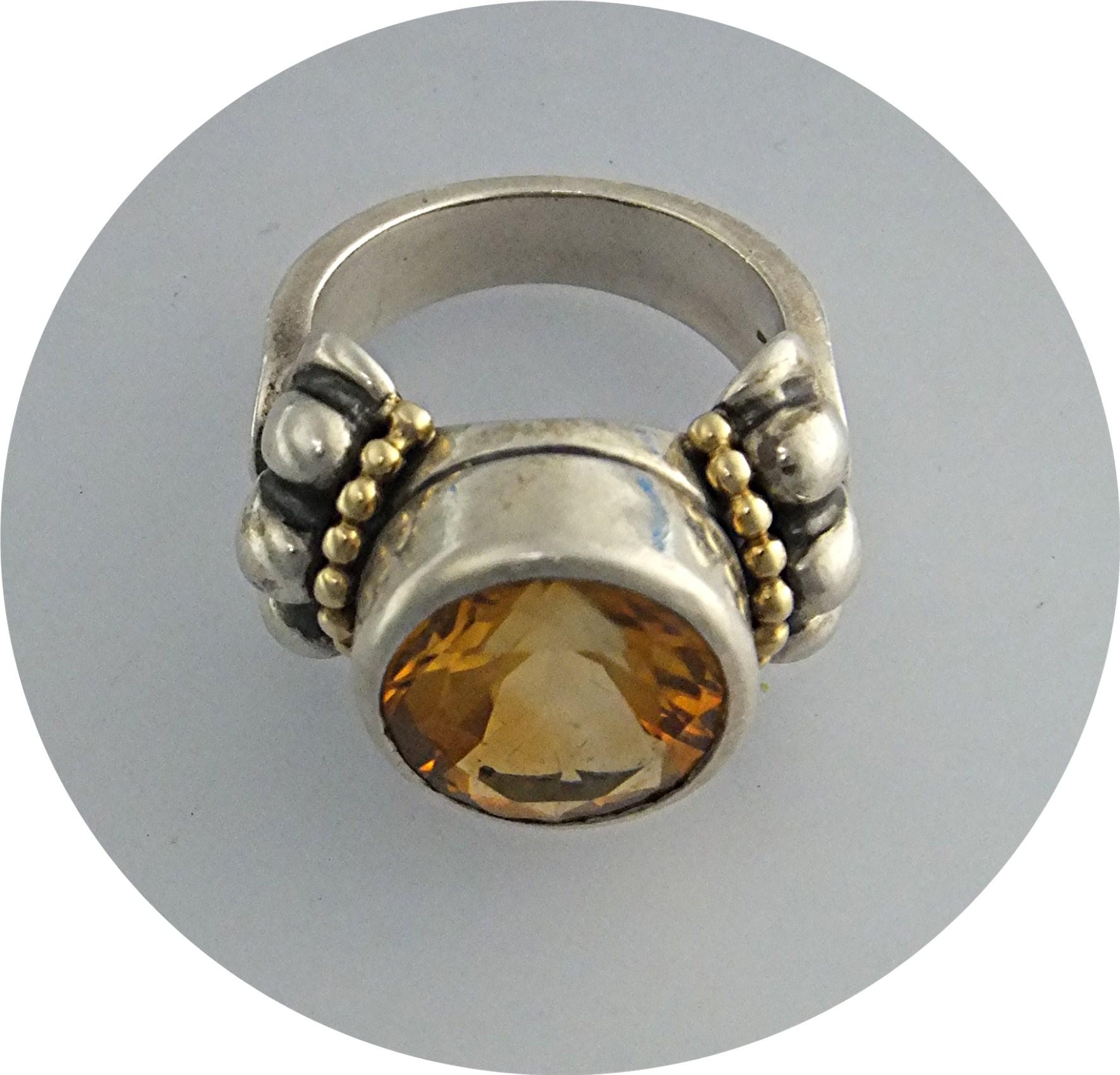 Ring LAGOS CAVIAR 18K Gold Sterling Silver Citrine