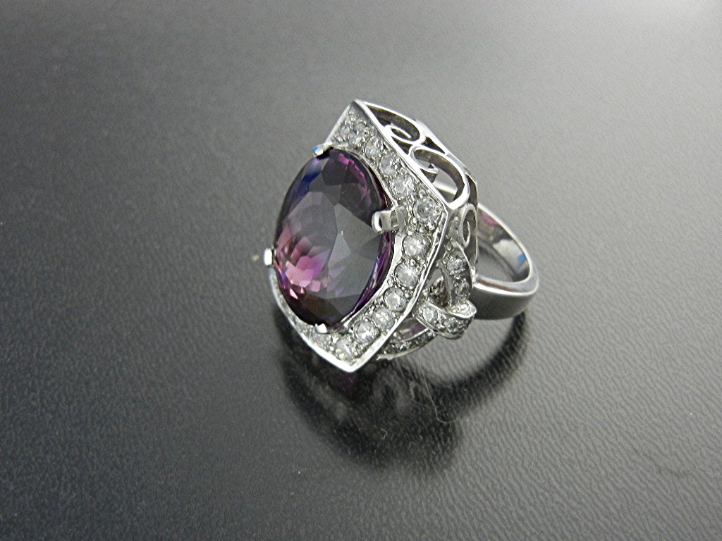 Ring Ametrine 28.60 Cts White Sapphire Sterling Silver