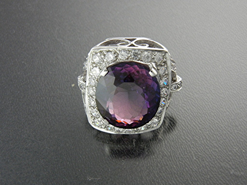 Ring Ametrine 28.60 Cts White Sapphire Sterling Silver