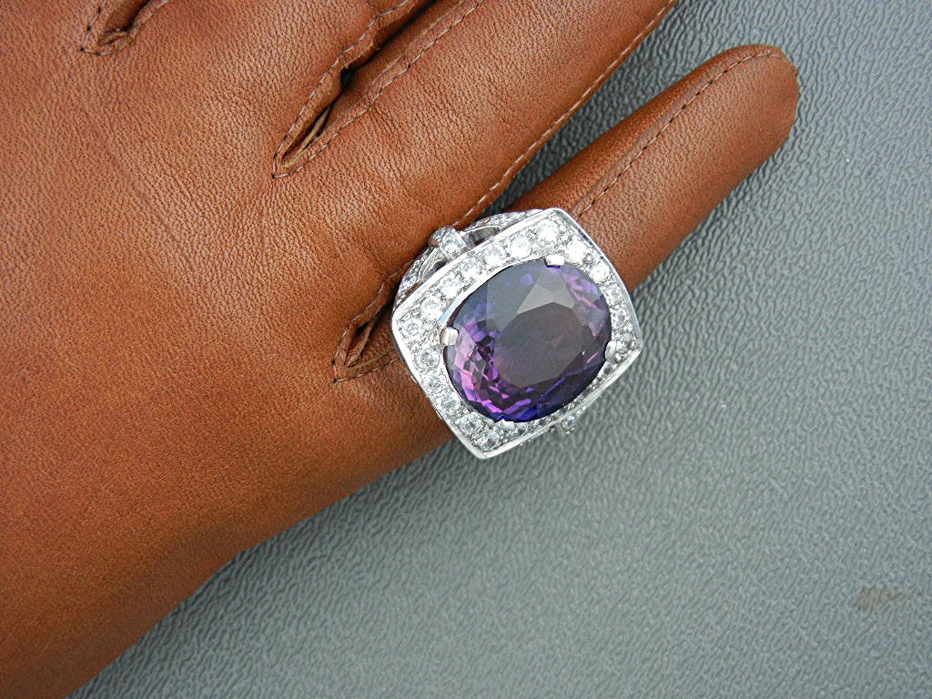 Ring Ametrine 28.60 Cts White Sapphire Sterling Silver