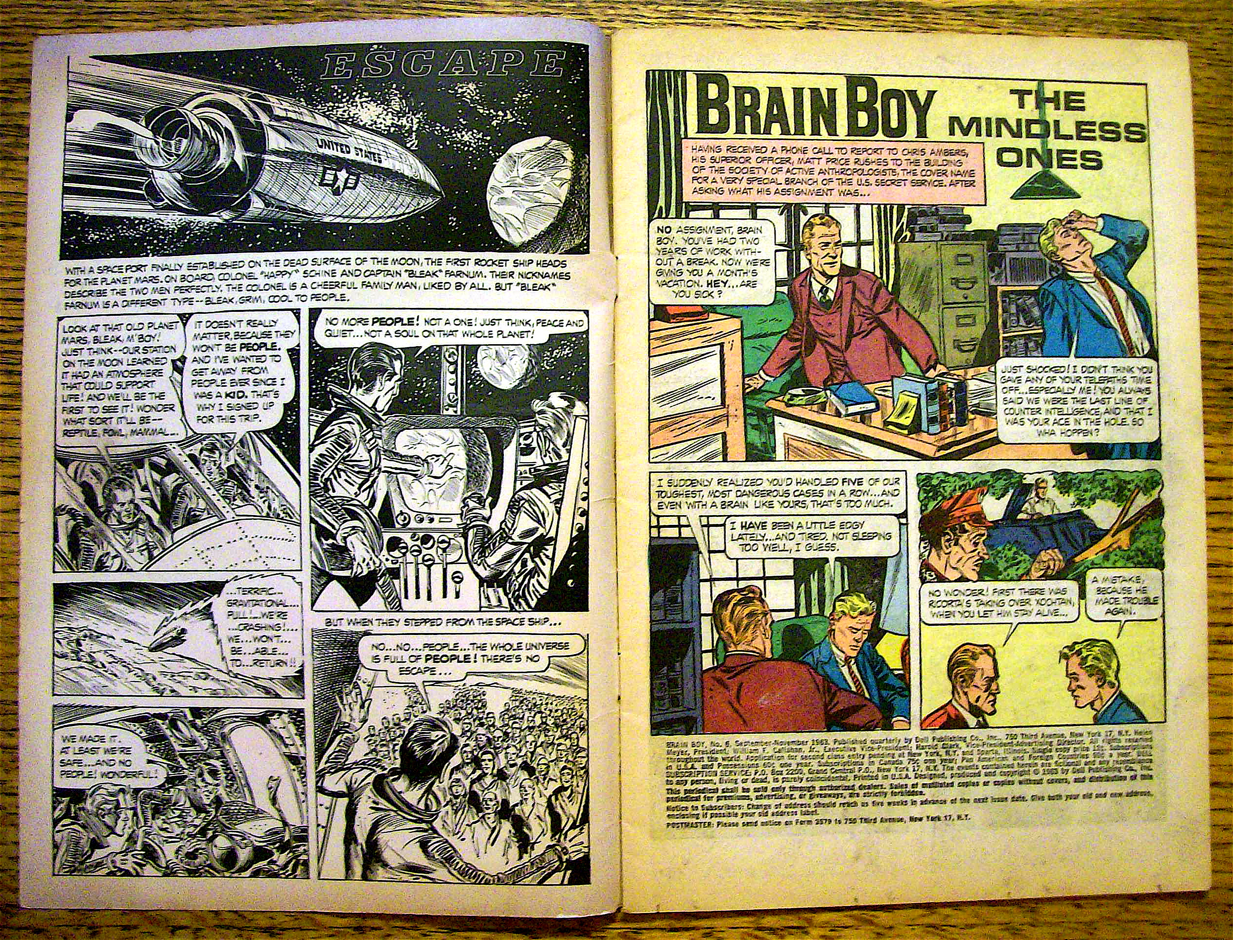 Brain Boy Comic #6 September-November 1963 Mindless One
