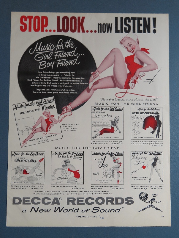 1956 Decca Records with Lovely Woman In Red Holding Telephone By George Petty