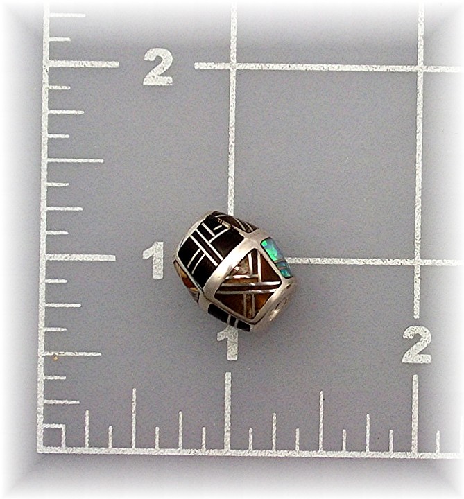Pendant Bead Opal Jasper Onyx Sterling Silver Inlays