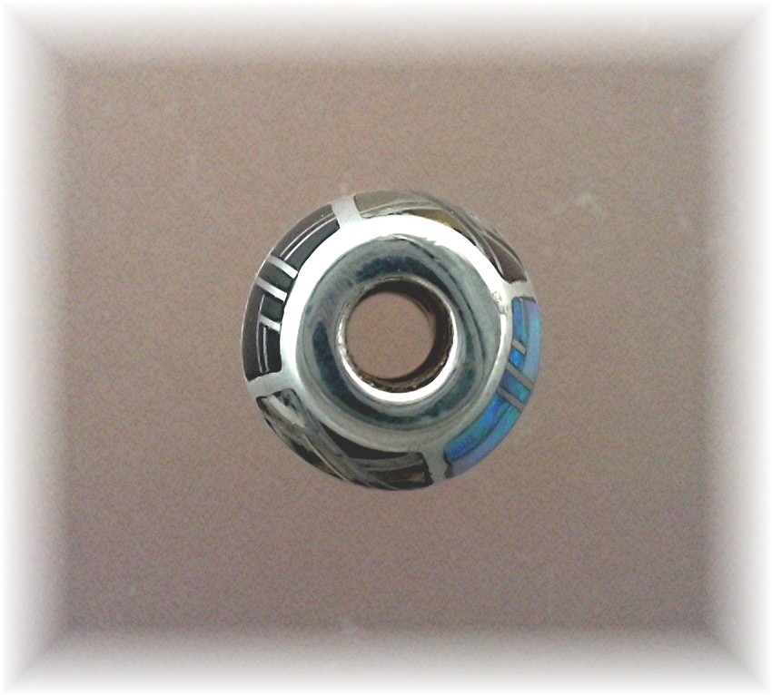 Pendant Bead Opal Jasper Onyx Sterling Silver Inlays