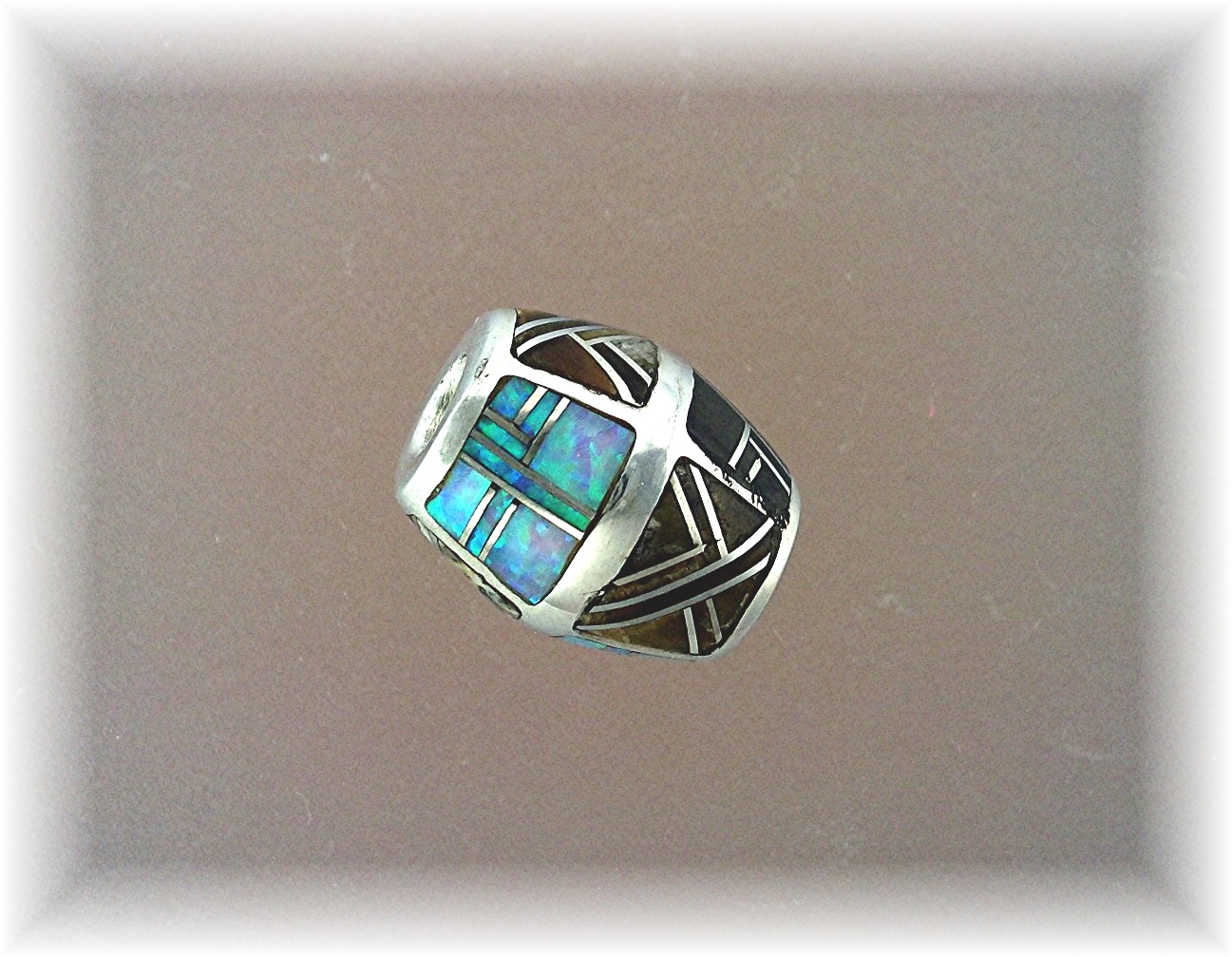 Pendant Bead Opal Jasper Onyx Sterling Silver Inlays