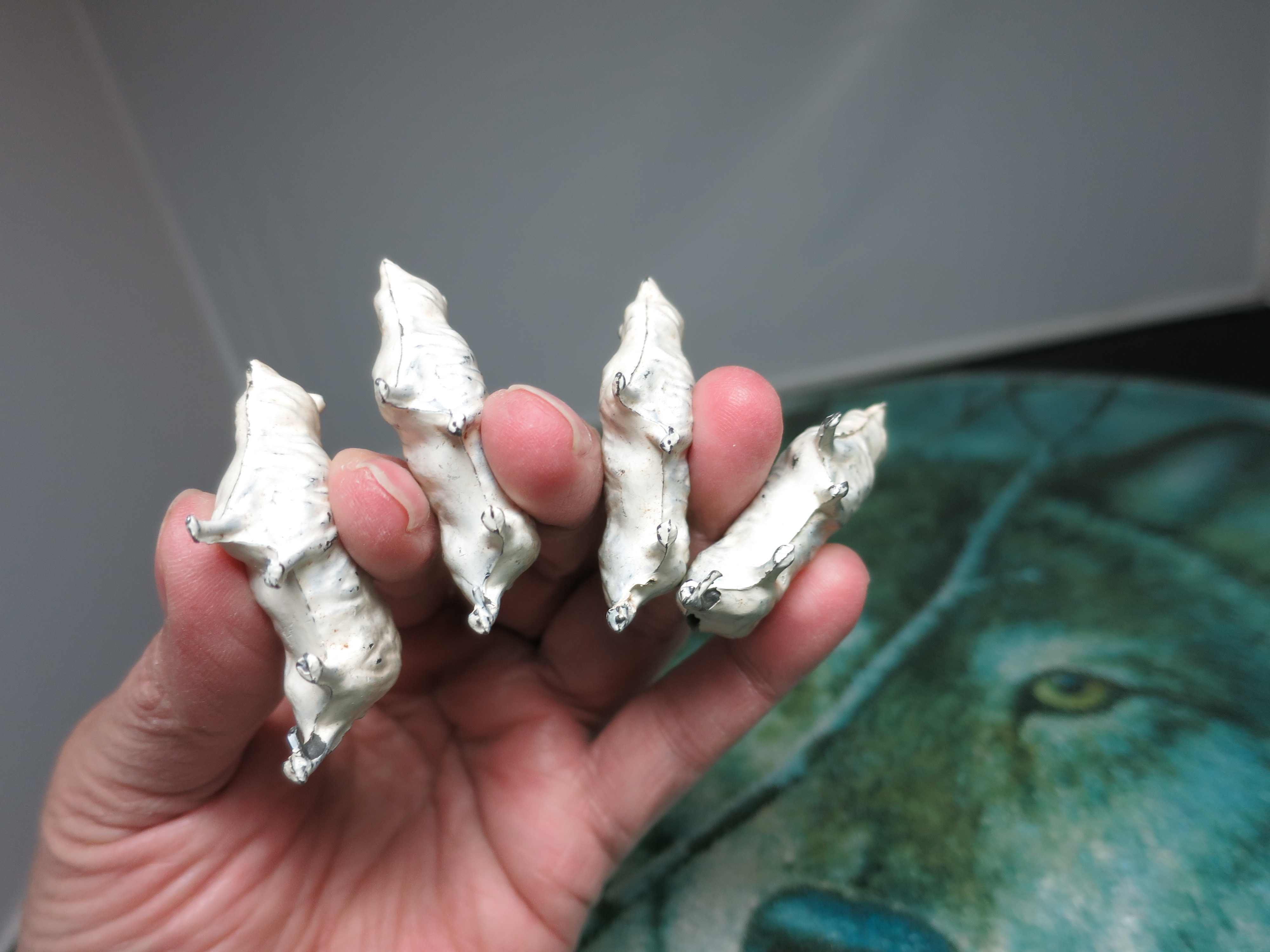 Antique Cast Lead Metal Sheep Hollow 4pc Toy Figurine unmarked