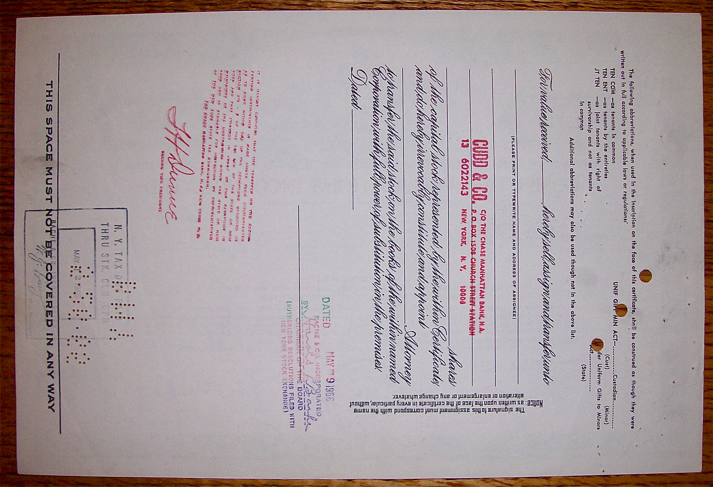 1966 Computer Applications Inc. Stock Certificate