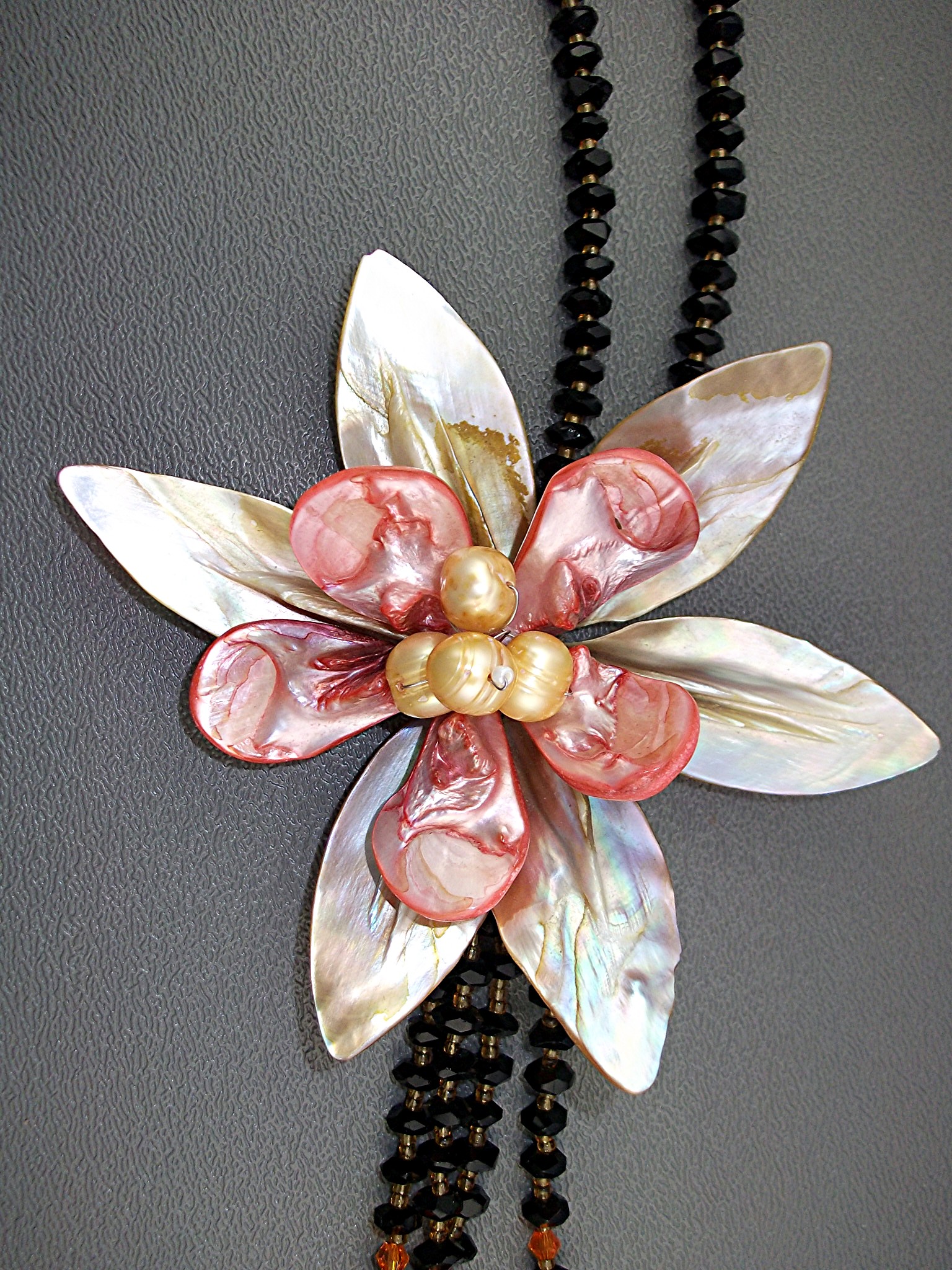 Necklace Mother Pearl Freshwater Pearls Crystal Tassle