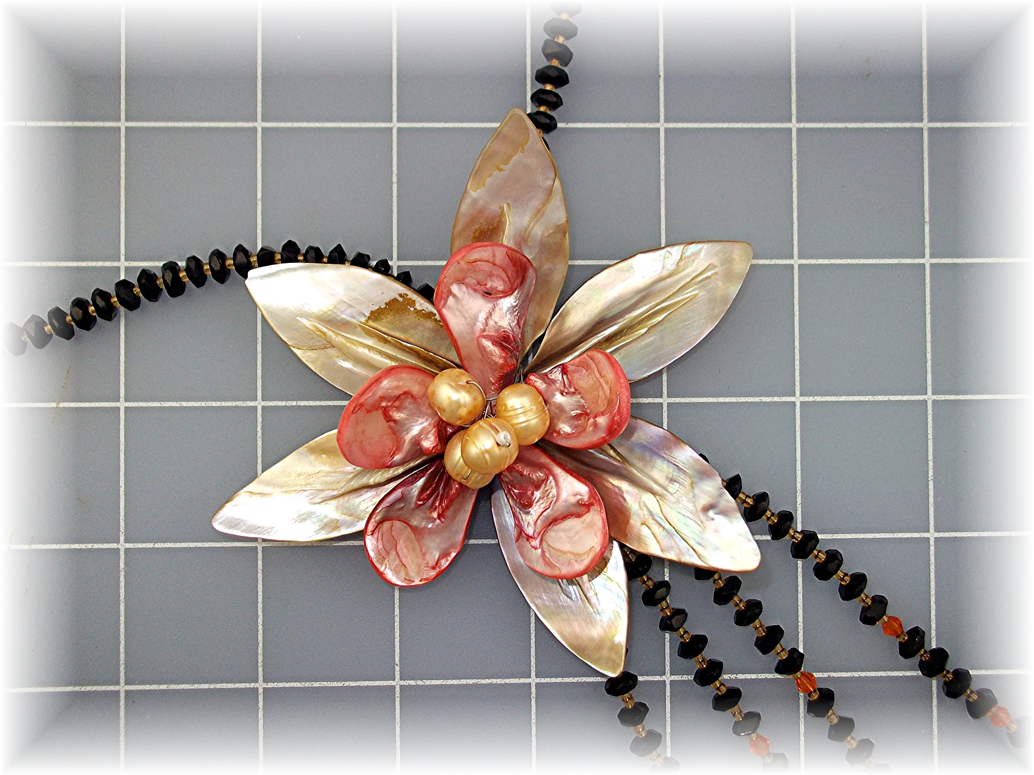 Necklace Mother Pearl Freshwater Pearls Crystal Tassle