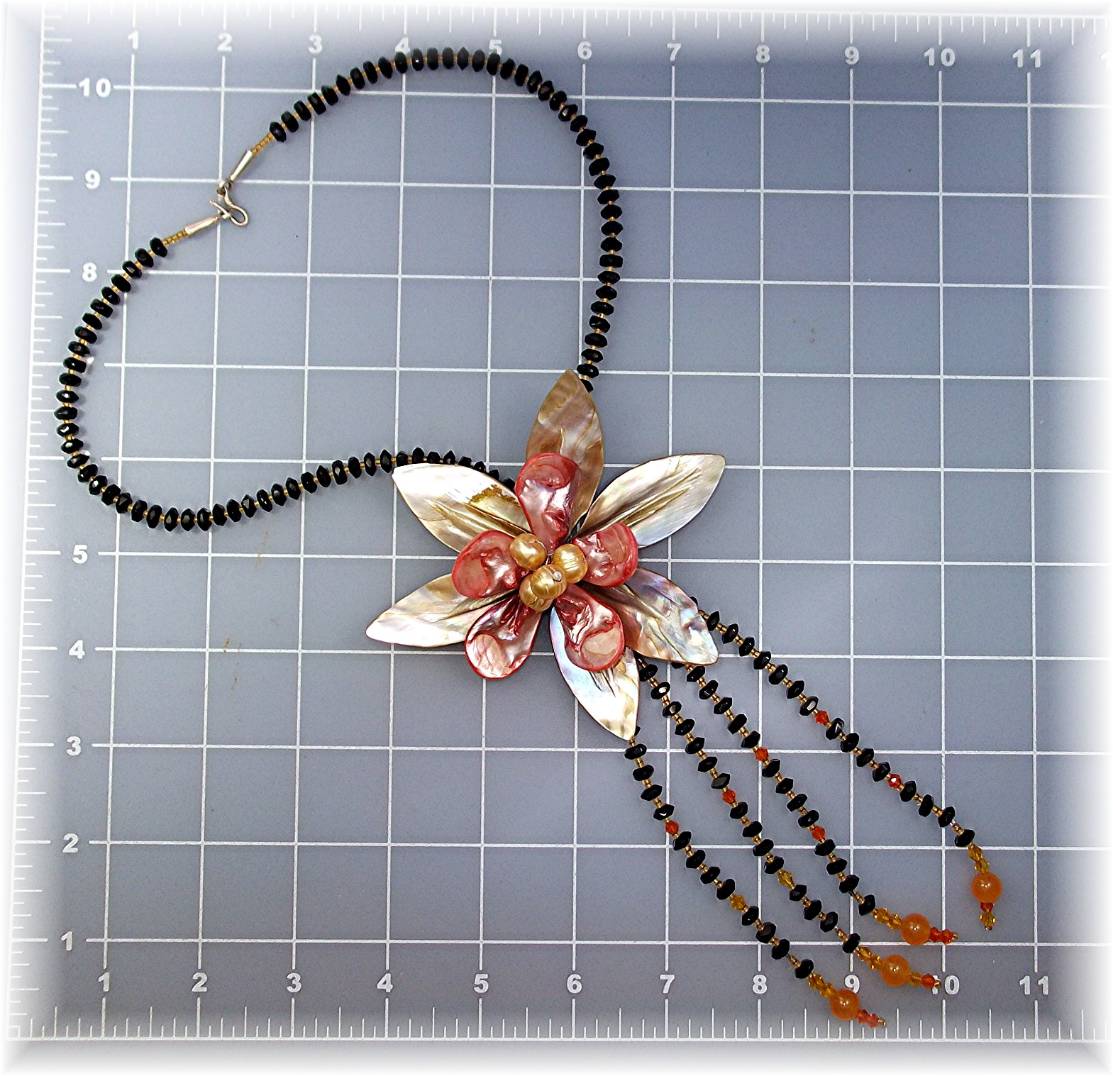 Necklace Mother Pearl Freshwater Pearls Crystal Tassle