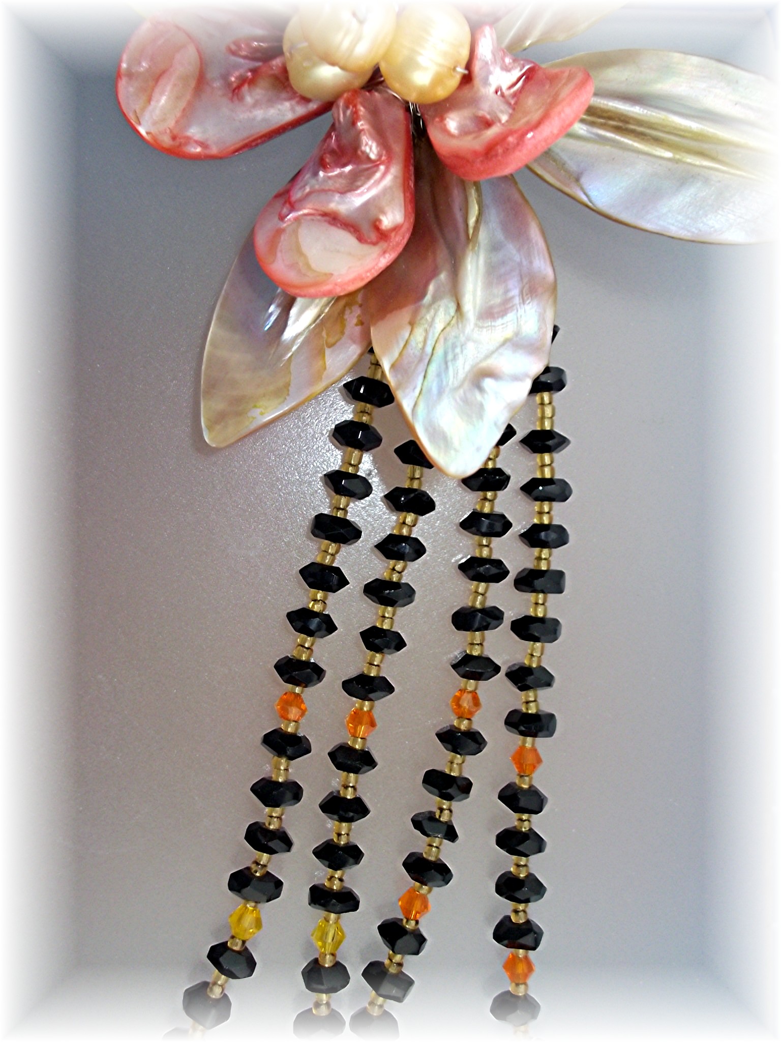 Necklace Mother Pearl Freshwater Pearls Crystal Tassle