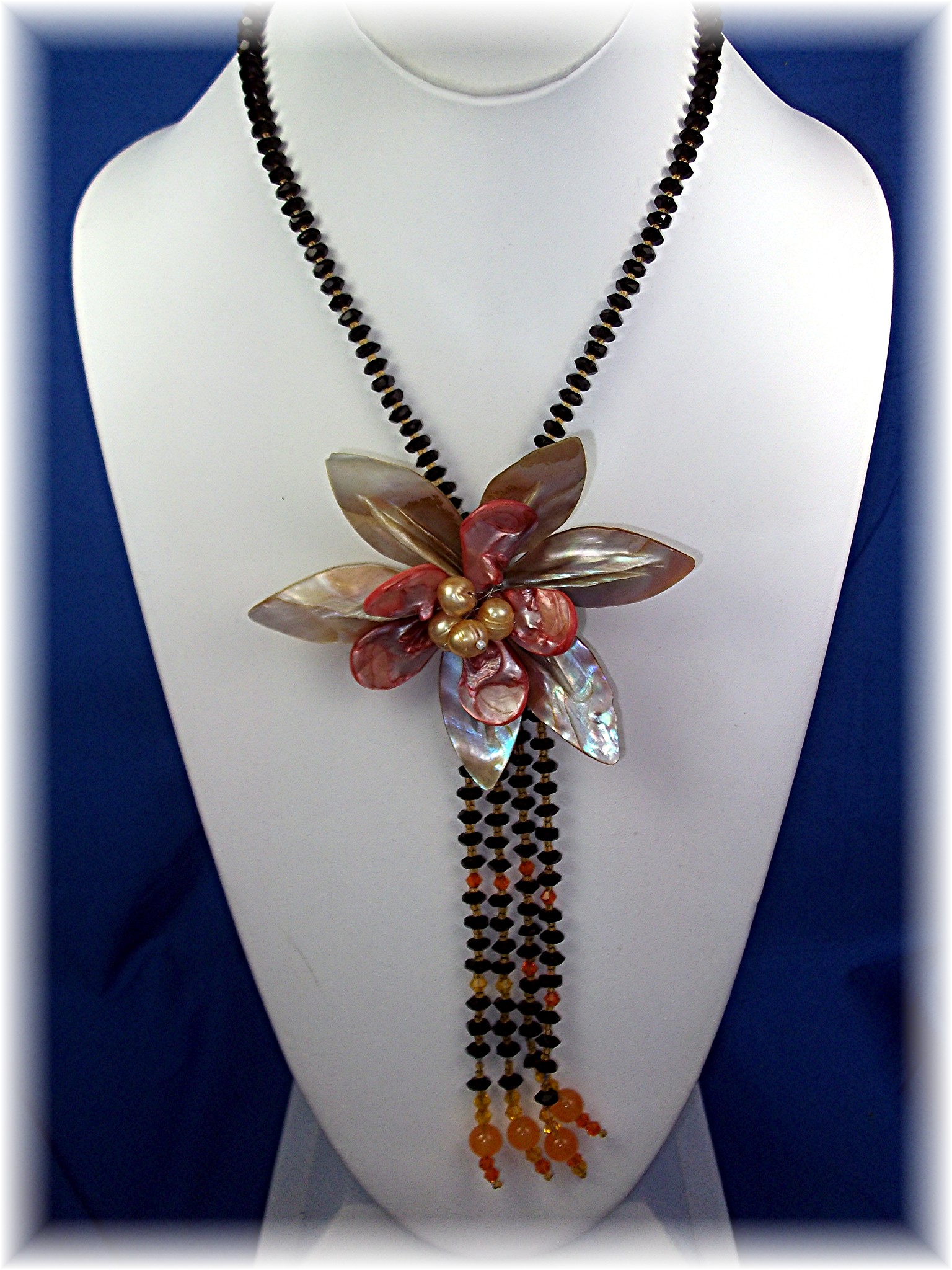 Necklace Mother Pearl Freshwater Pearls Crystal Tassle