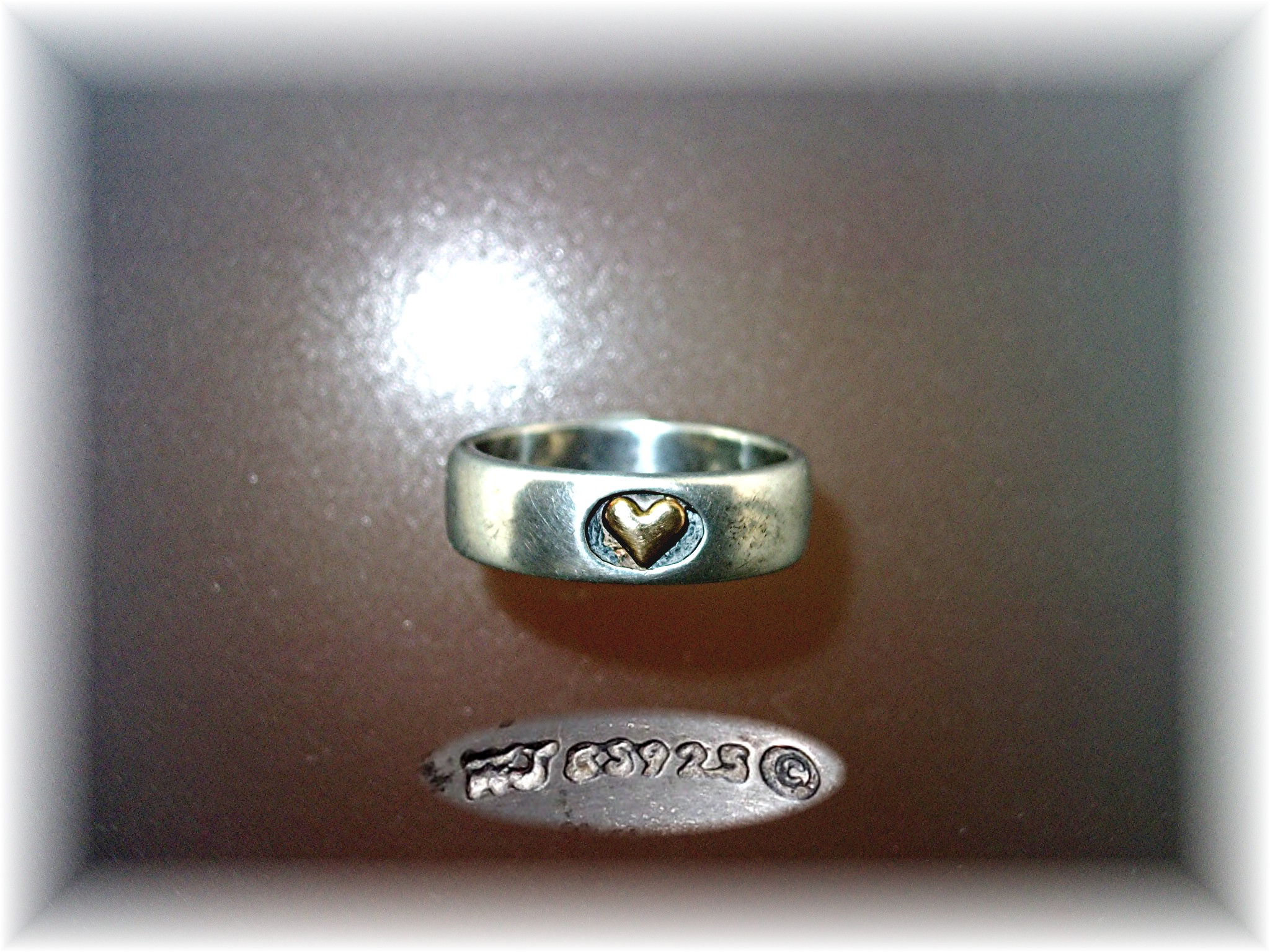 Ring 14K Sterling Silver Heart Band Ring