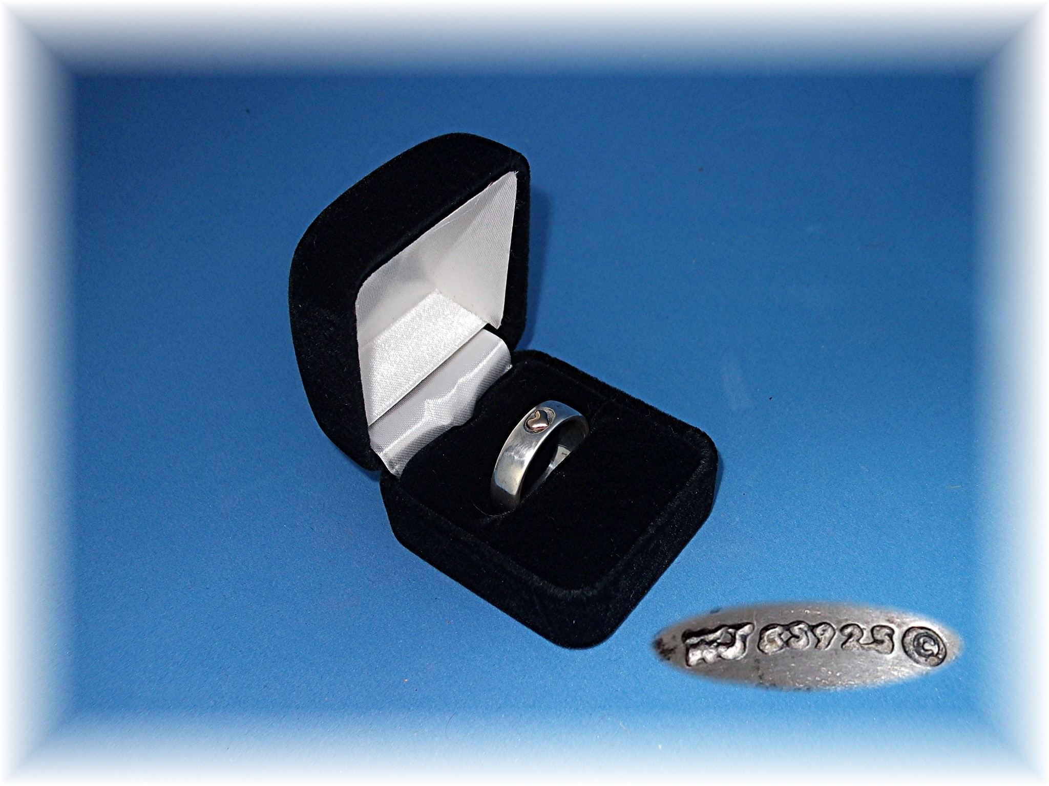 Ring 14K Sterling Silver Heart Band Ring