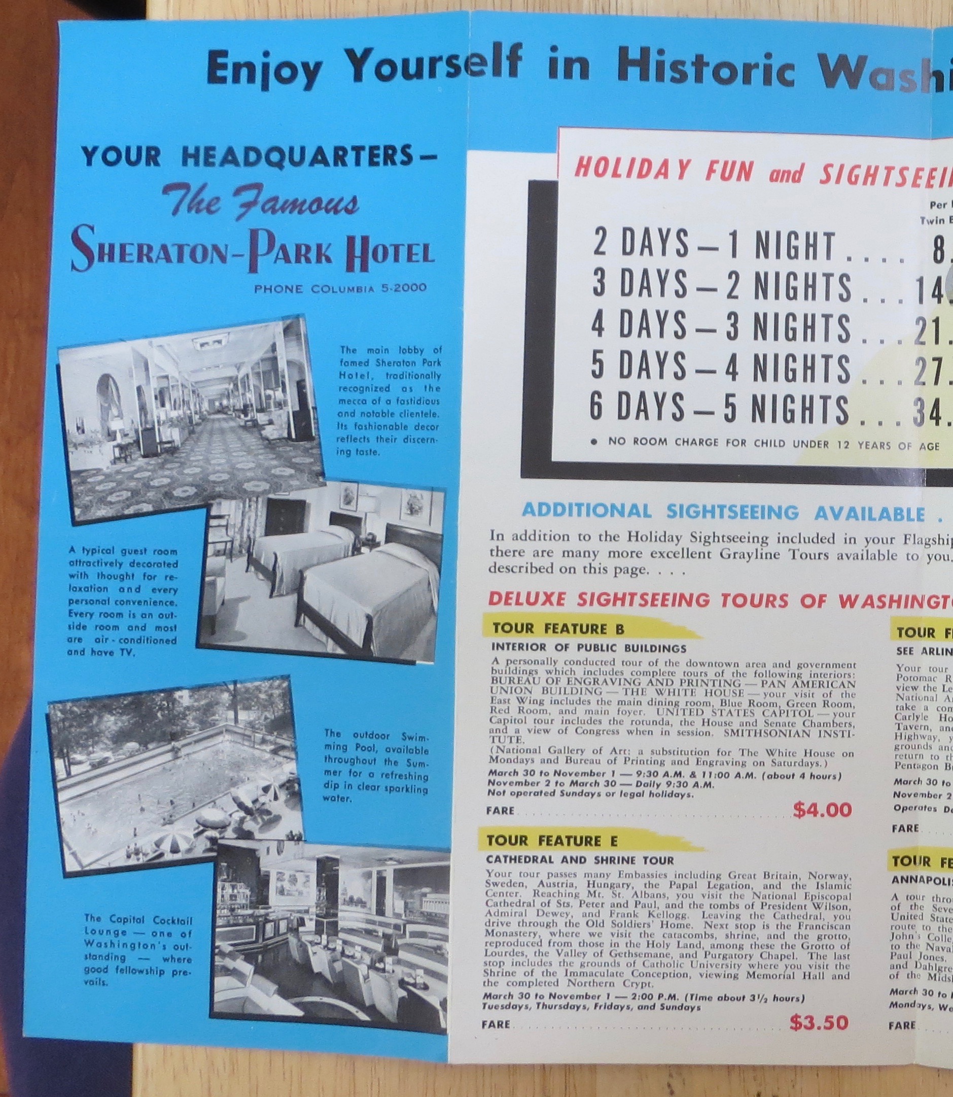 1950's American Airlines Washington Travel Brochure