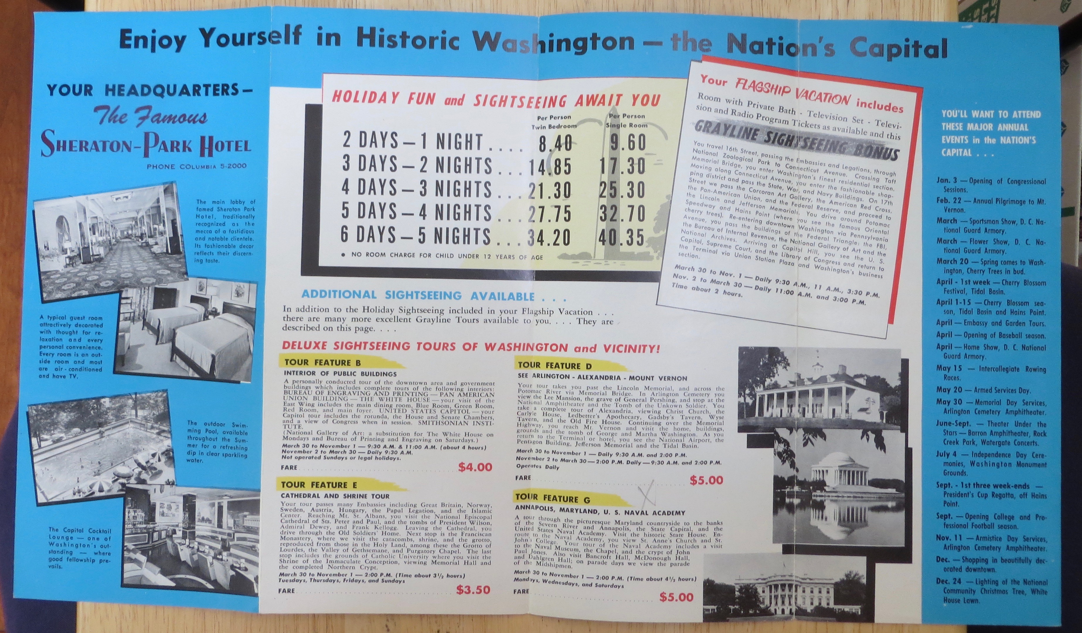 1950's American Airlines Washington Travel Brochure