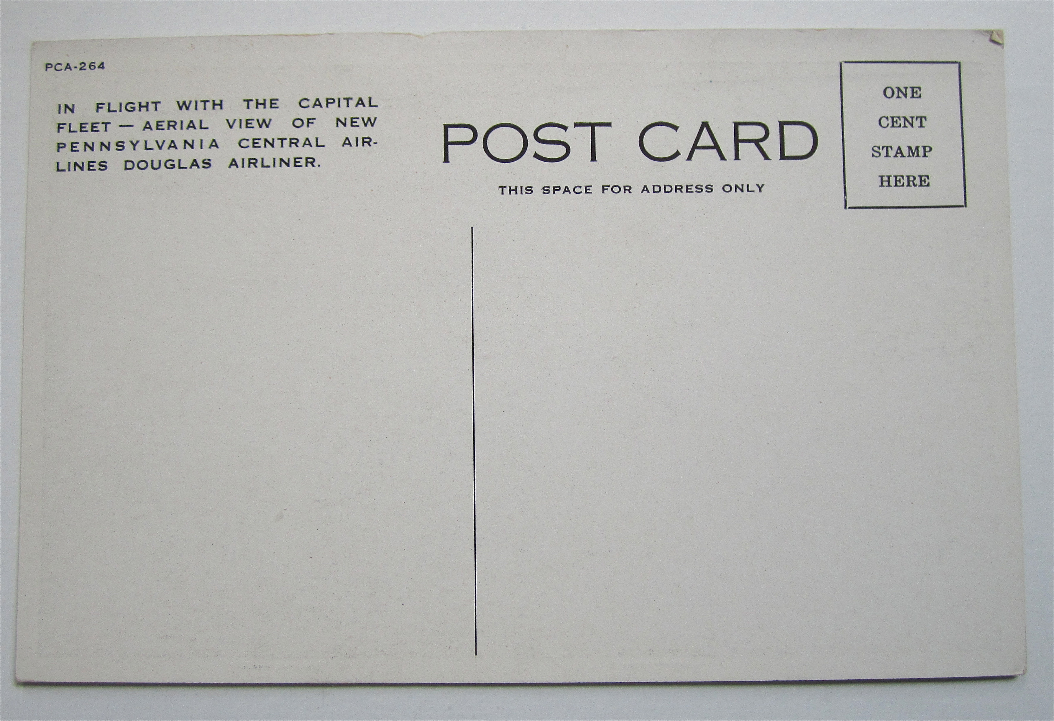Pennsylvania Central Douglas Airliner Postcard