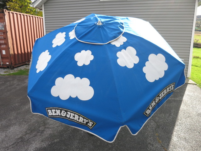 Ben & Jerry's Patio Umbrella Ice Cream Beach Blue Logo