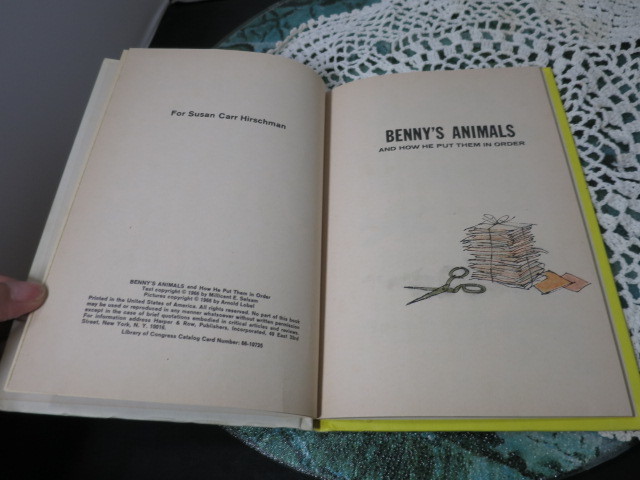 Benny's Animals and How He Put Them in Order. 1st Ed HC Book