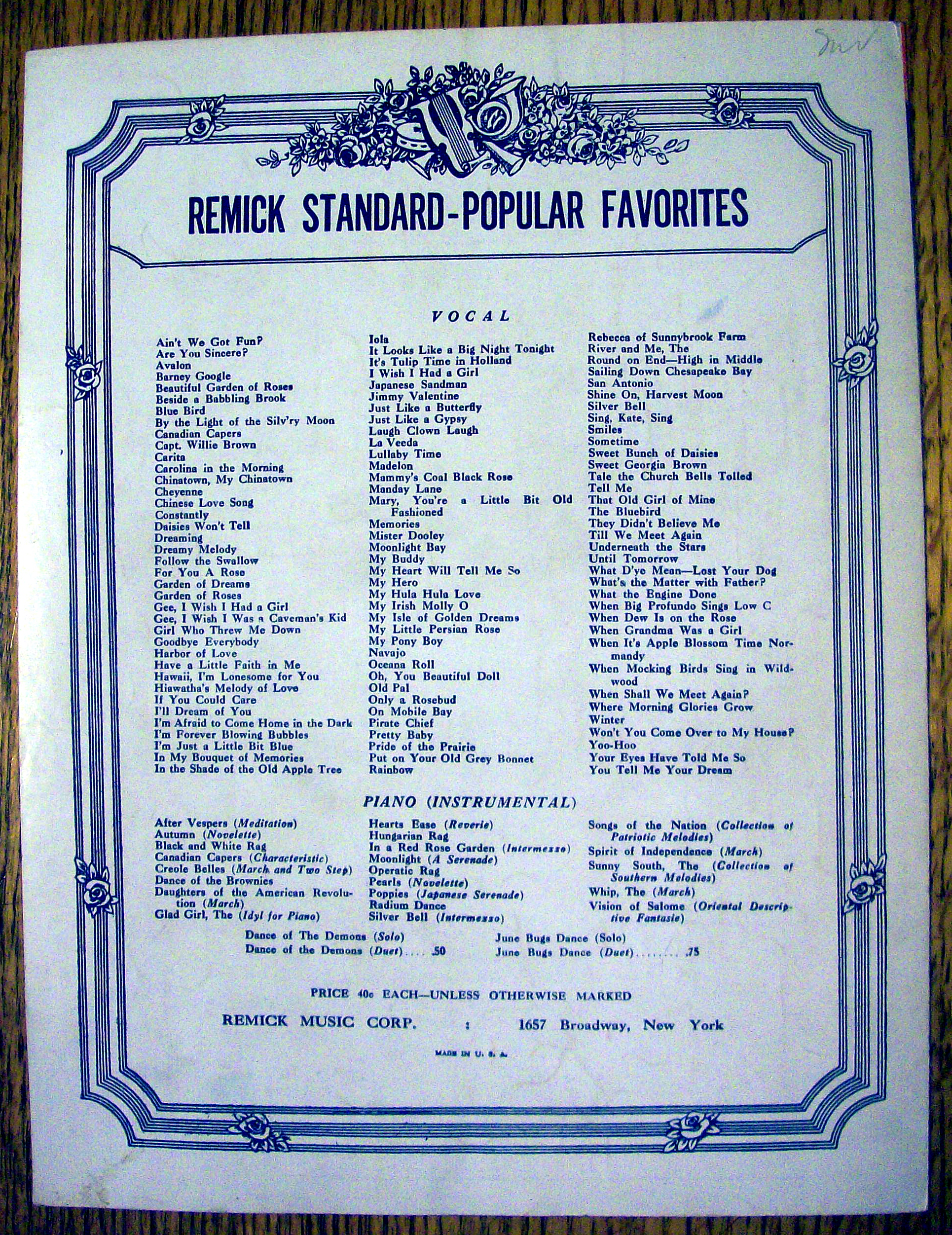 Sheet Music For 1933 Boulevard Of Broken Dreams
