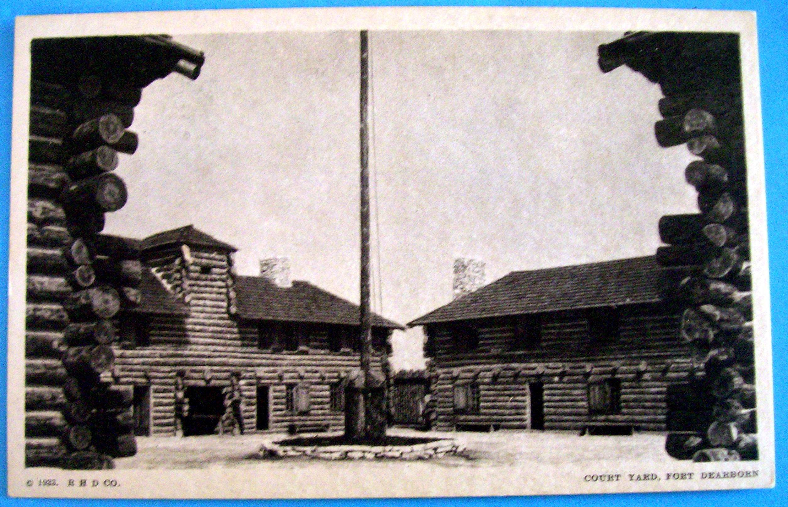 Court Yard, Fort Dearborn Postcard-Century Of Progress
