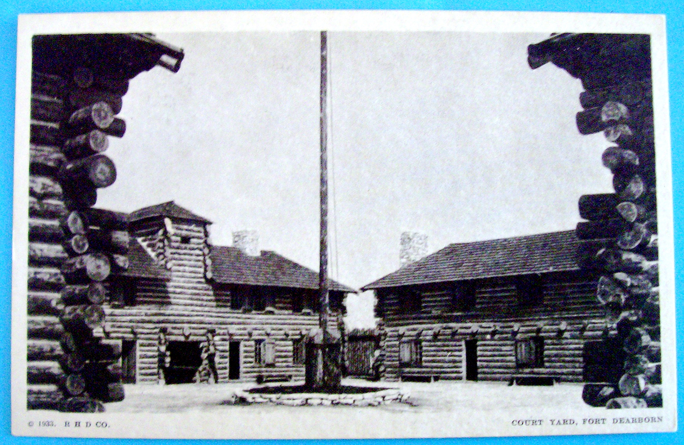Court Yard, Fort Dearborn Postcard-Century Of Progress