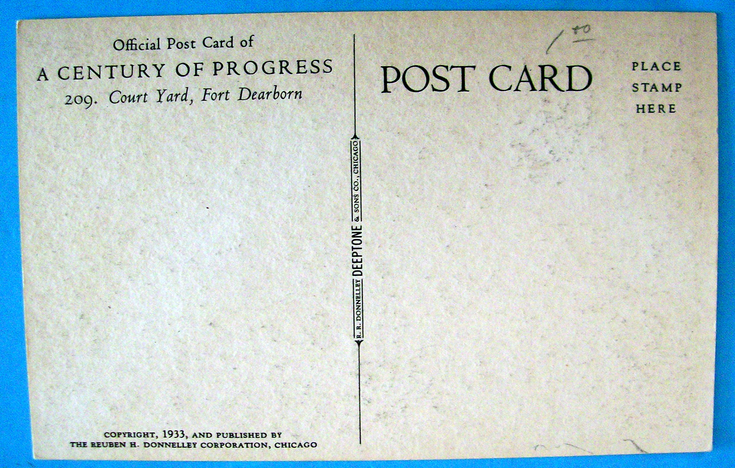 Court Yard, Fort Dearborn Postcard-Century Of Progress